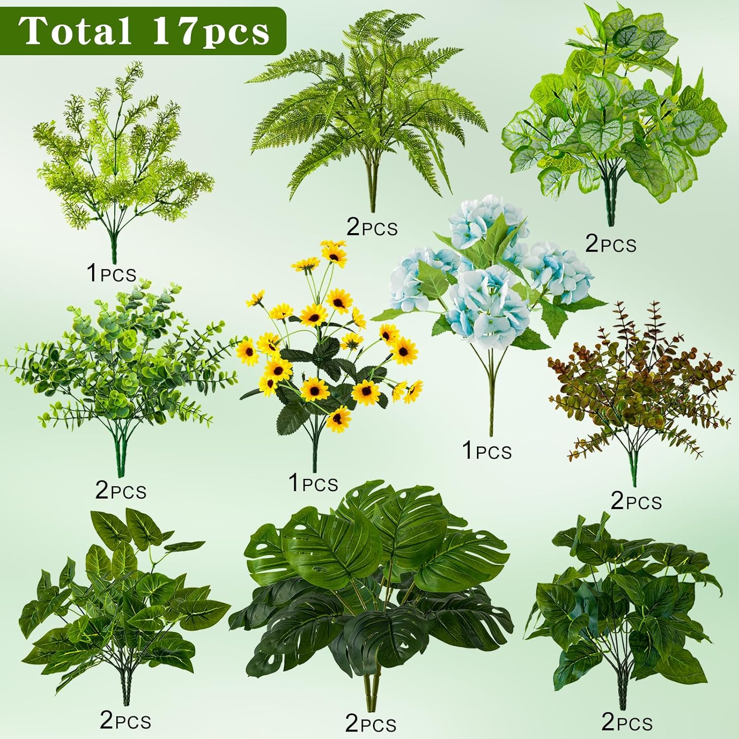 WINTS 17 Piece Artificial Plants Outdoor Decor Set