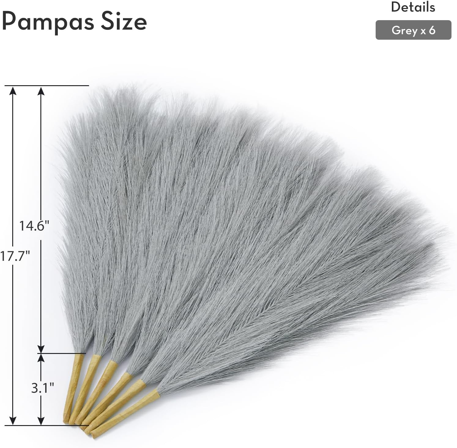 Serwalin Grey Pampas Grass Decor Centerpieces 6pcs