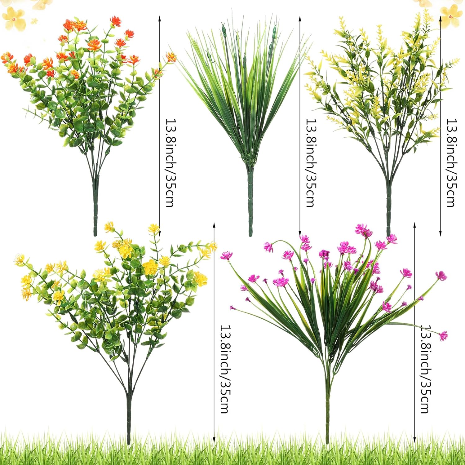 Tigeen 36 Bundle Artificial Flowers for Outdoor Decor