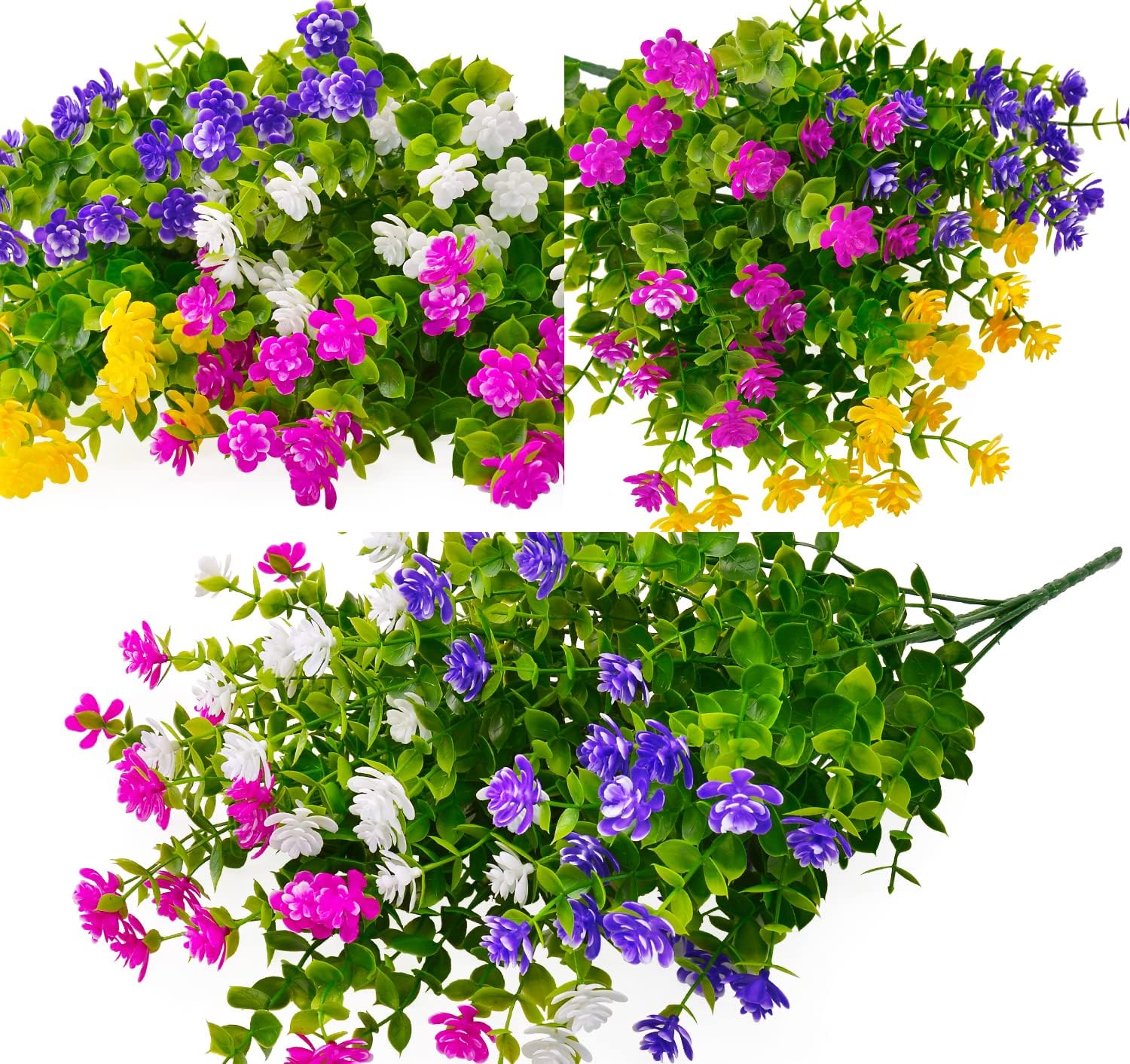 16 Bundle Artificial Flowers Lifelike UV Resistant Decor Set