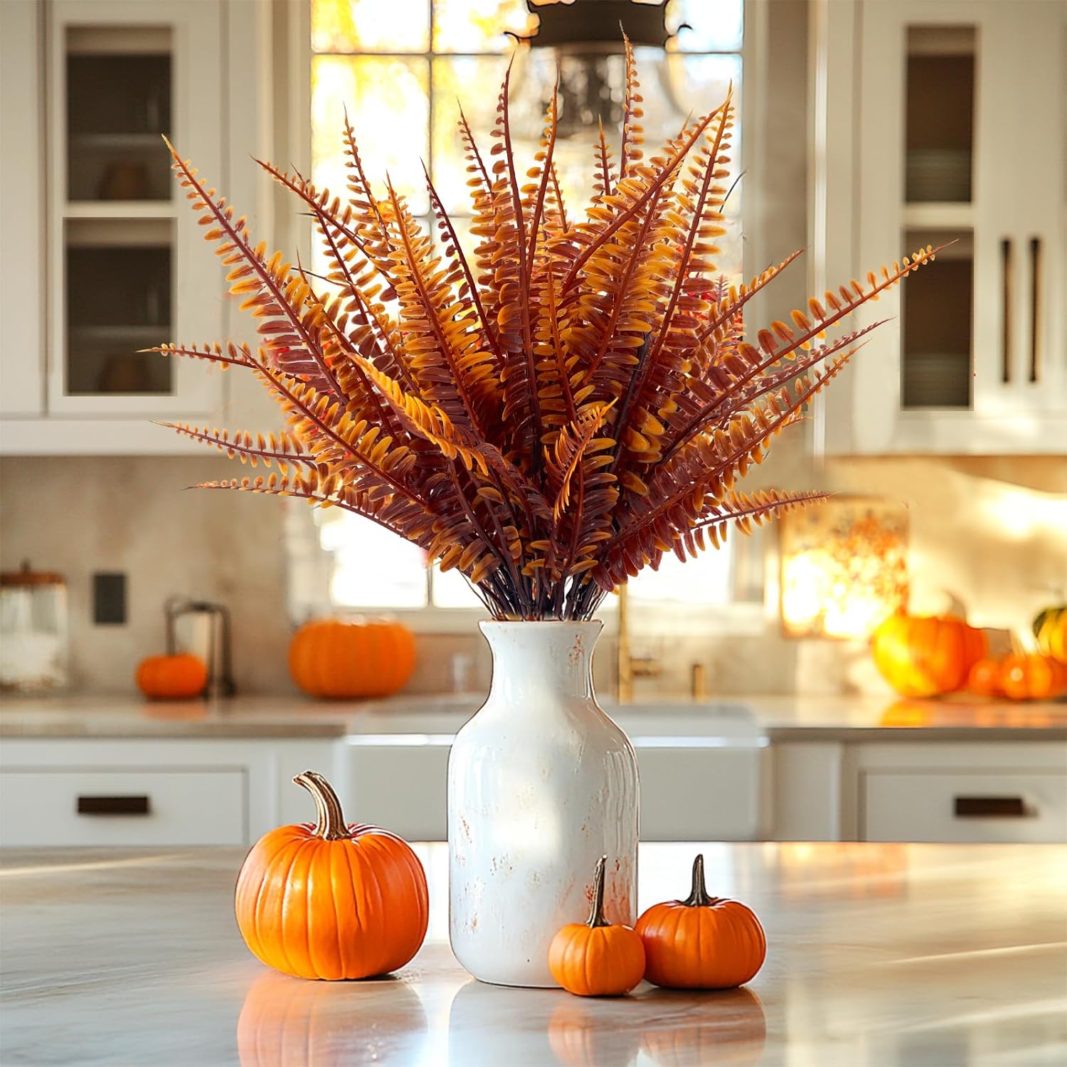 TURNMEON 12 Bundle Artificial Fall Flowers UV Resistant Decor