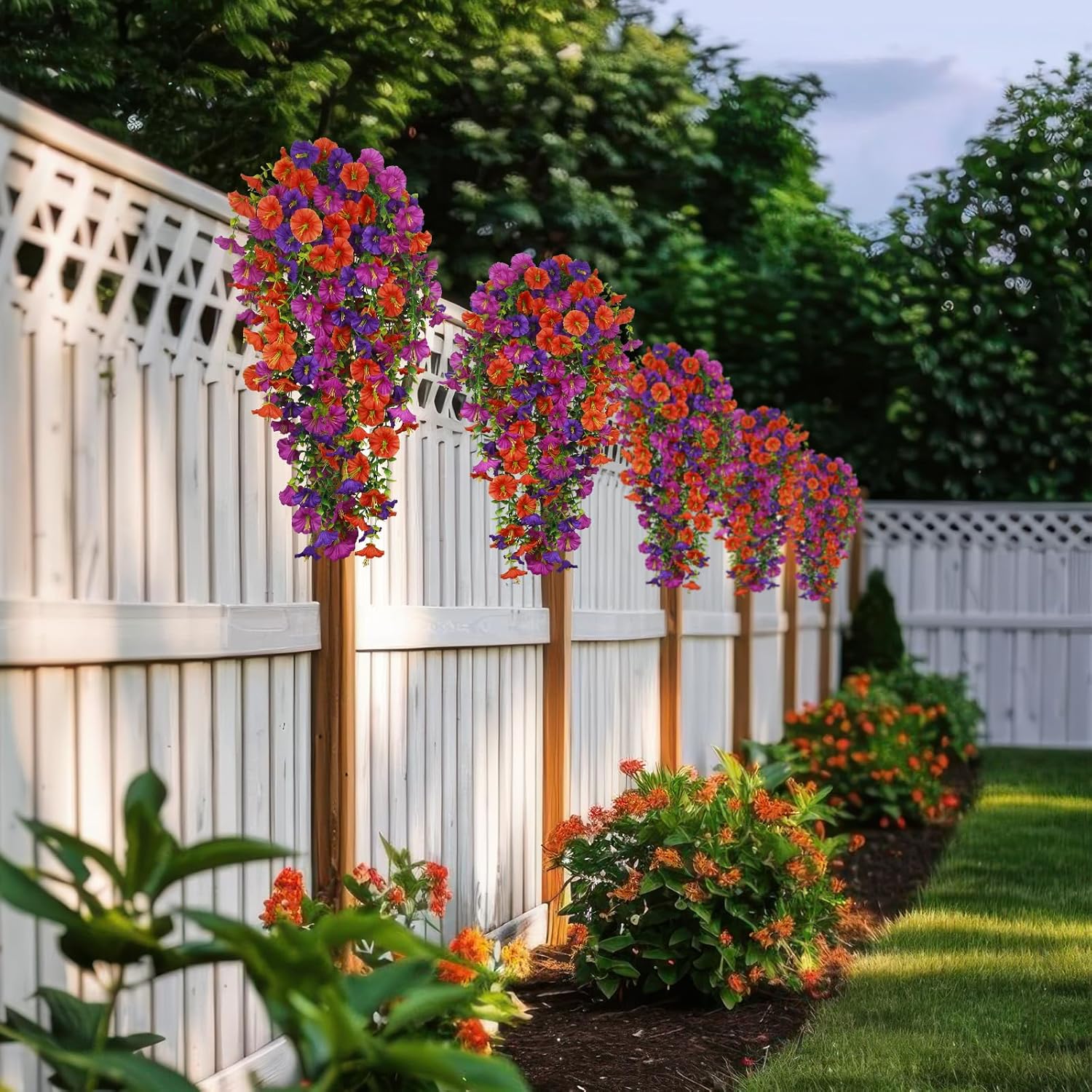 3 Pcs Artificial Hanging Flowers for Outdoor Decor