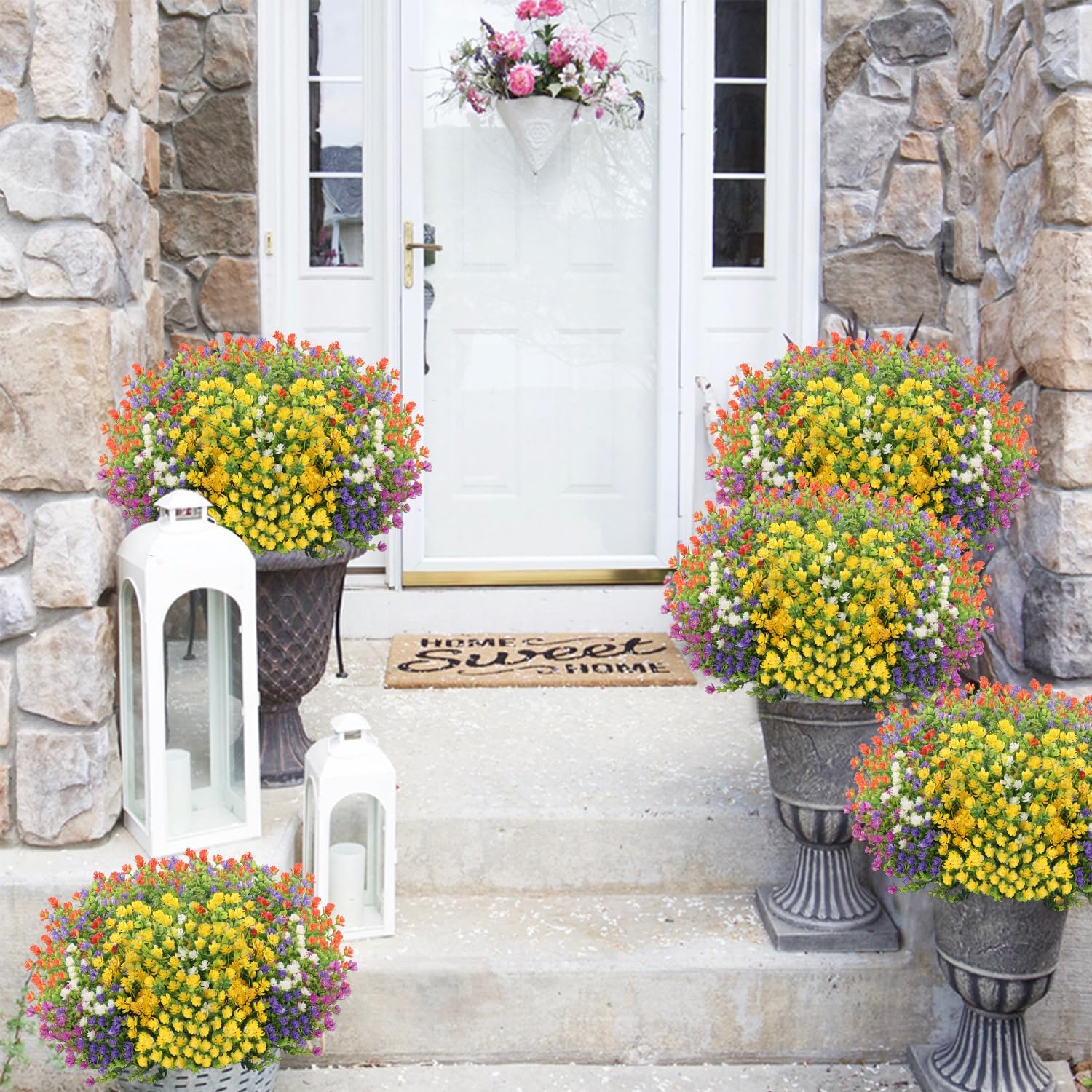 20 Bundles Artificial Flowers for Outdoor Decor