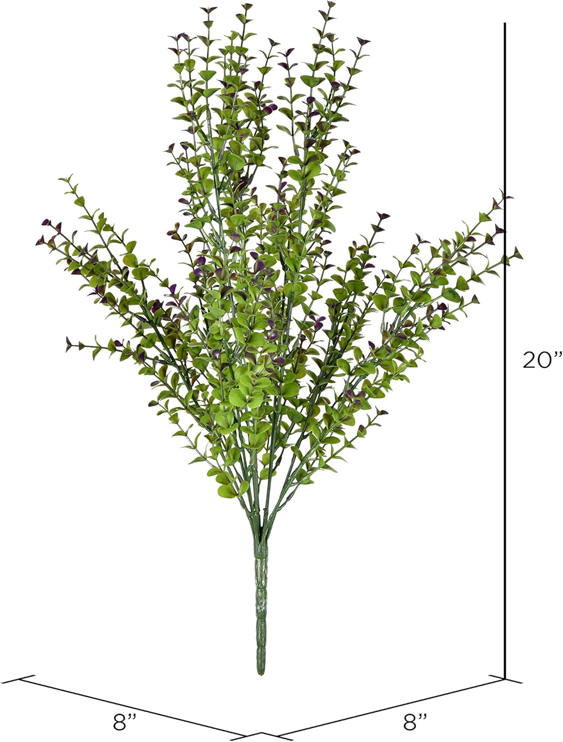 Vickerman Artificial Green Purple Eucalyptus Bush 20 Inch