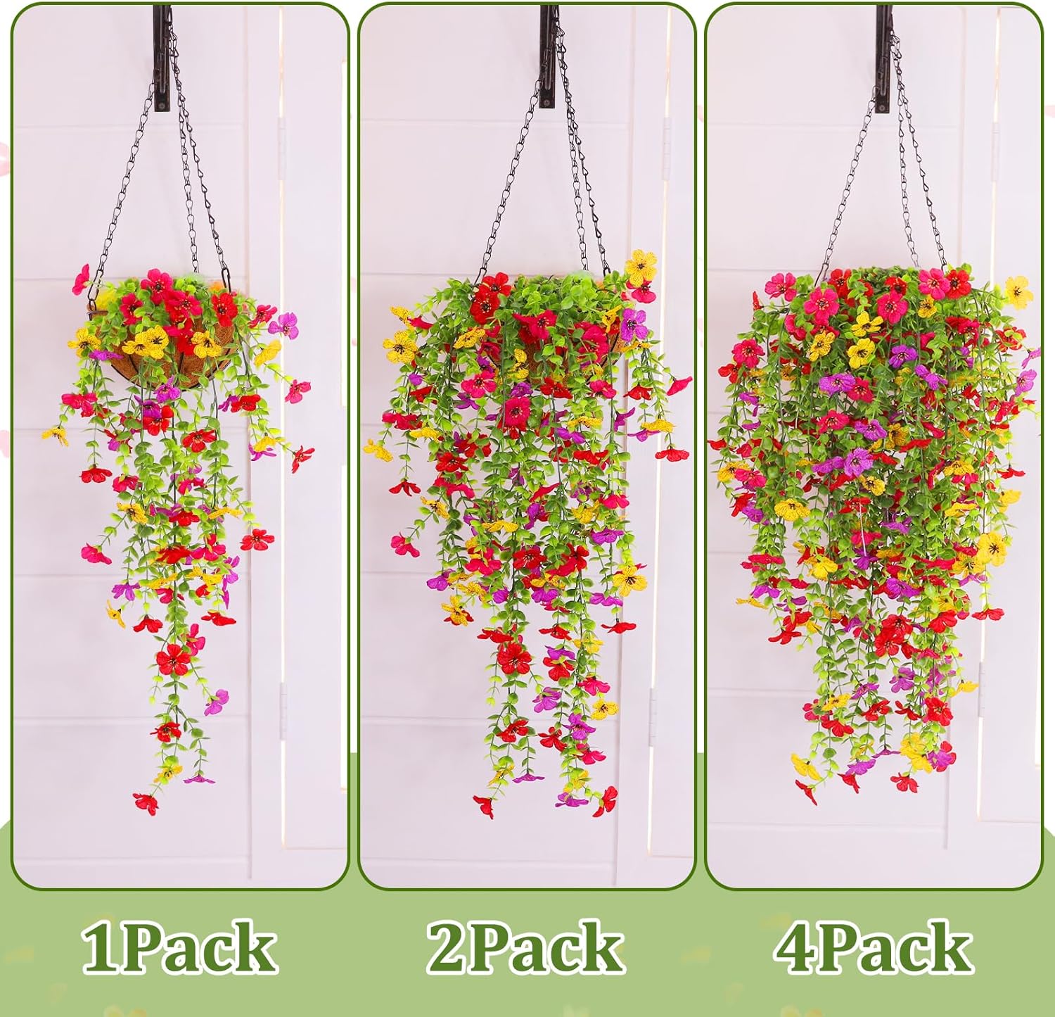 TURNMEON 4 Pcs Artificial Hanging Flowers Set