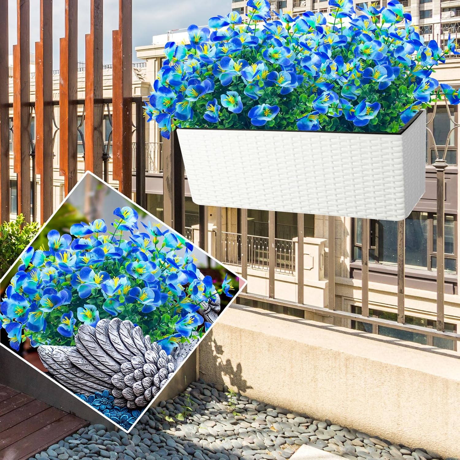 NOV FIRE Artificial Flowers for Outdoor Decor Blue
