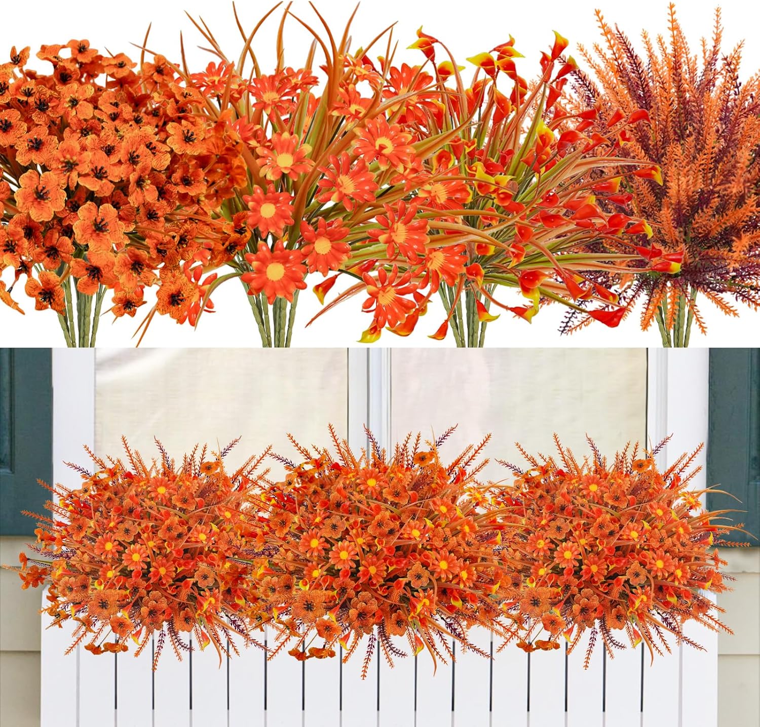 Uieke 36PCS Artificial Mums Fall Decor for Outdoor