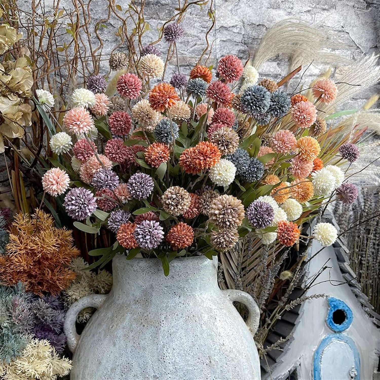 GaRcan Artificial Dandelion Flower Ball with Pot
