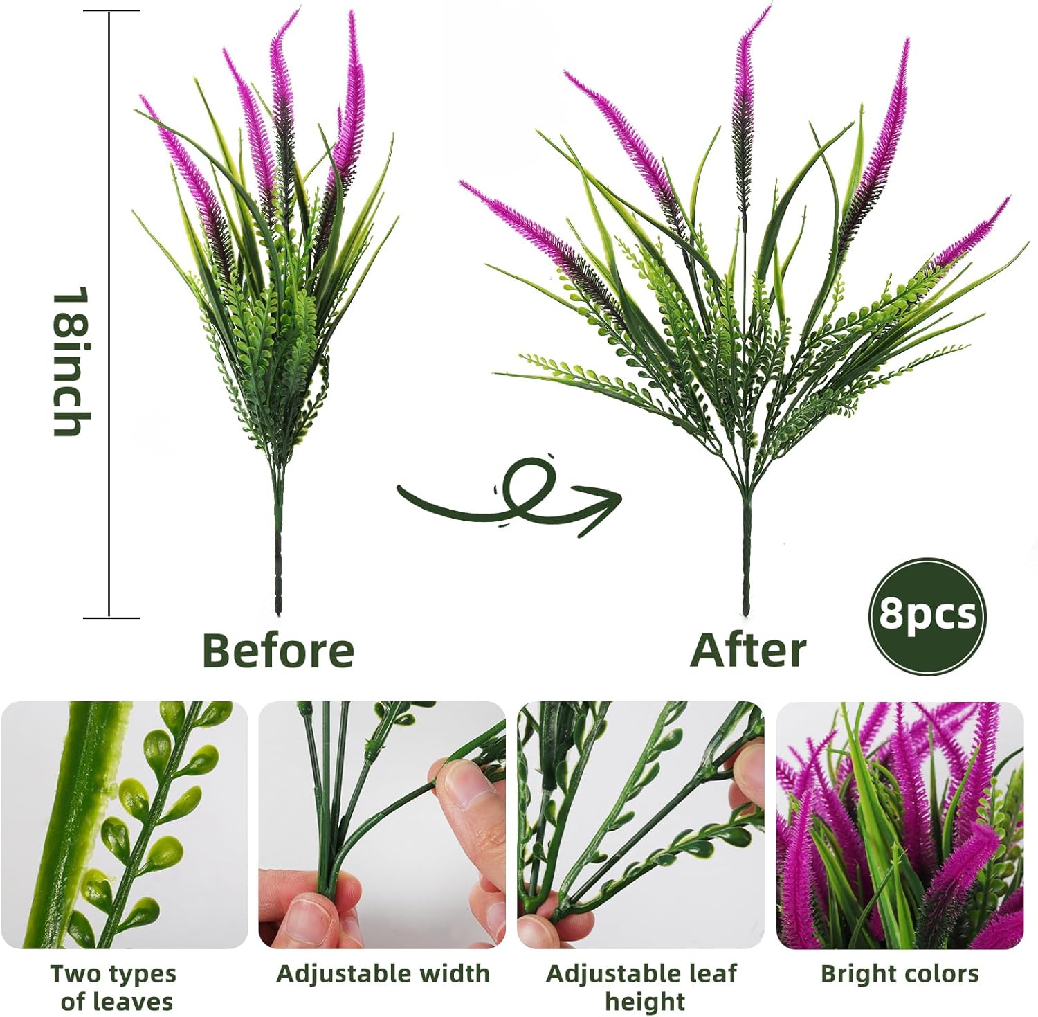 RECUTMS Artificial Ferns Plant Decor for Home Garden Wedding