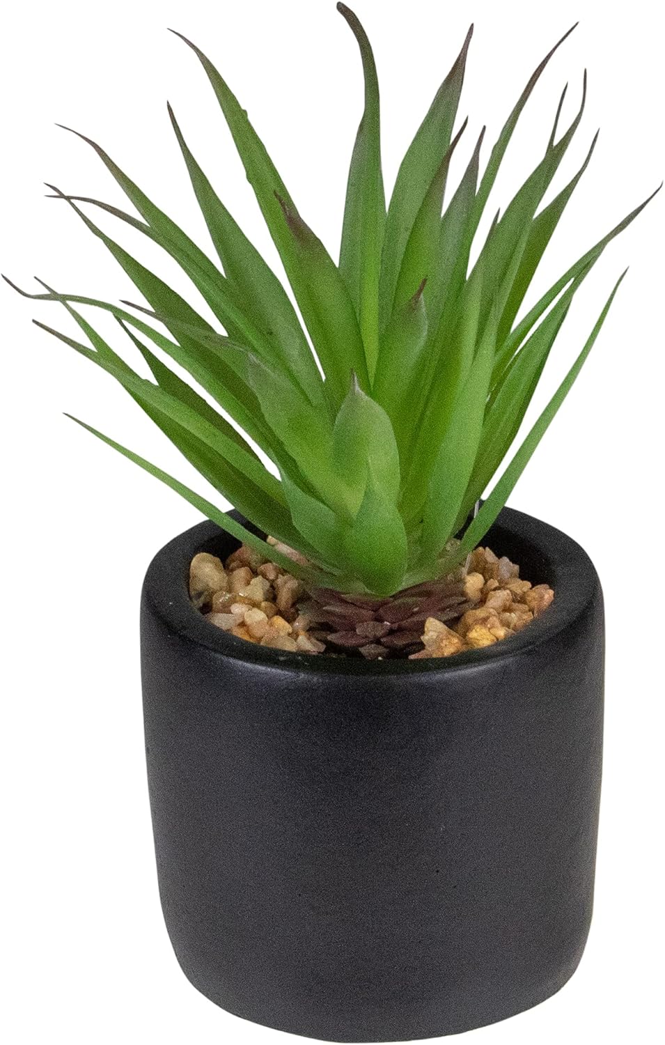 Northlight 7 Inch Green Artificial Sword Grass in Black Pot