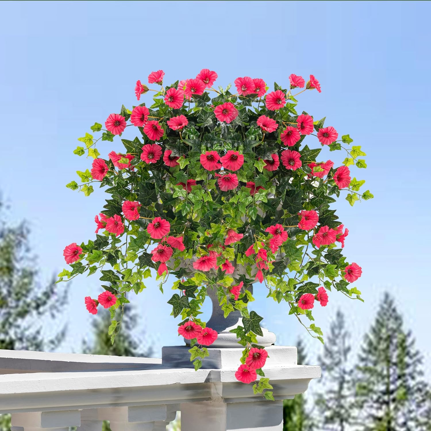 Artificial Petunia Hanging Flower Red 295 Inch