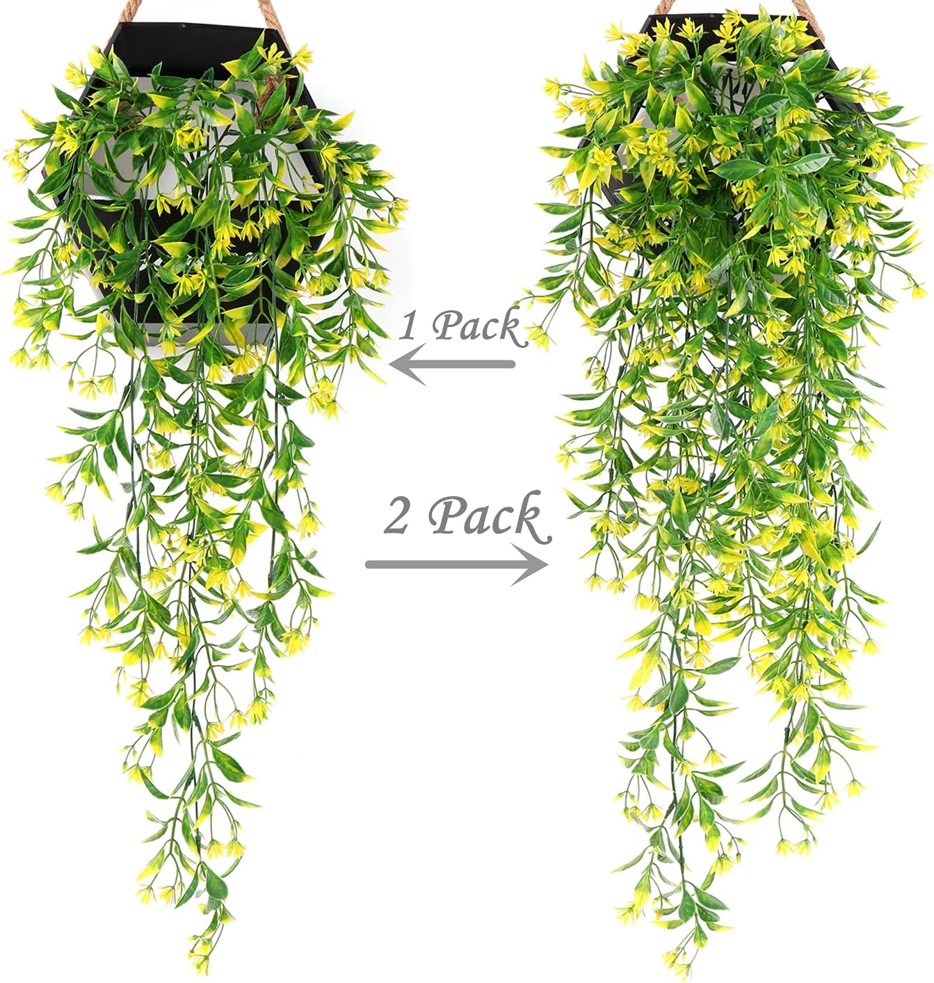 Yellow Artificial Hanging Vine Flowers Decor 4 Pack