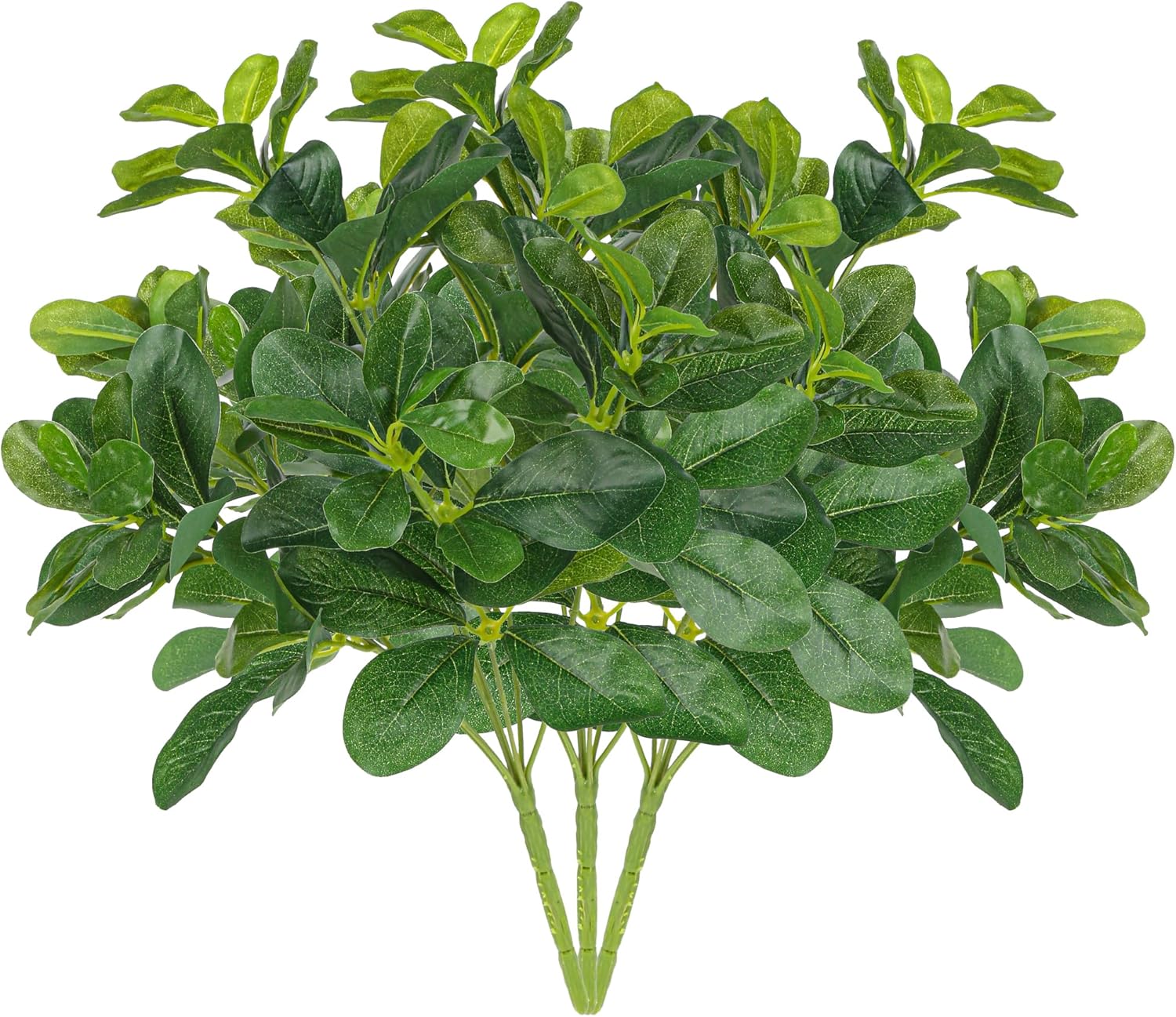 3PCS Artificial Green Baby Schefflera Bushes 157 Inch Real Touch Faux Plants