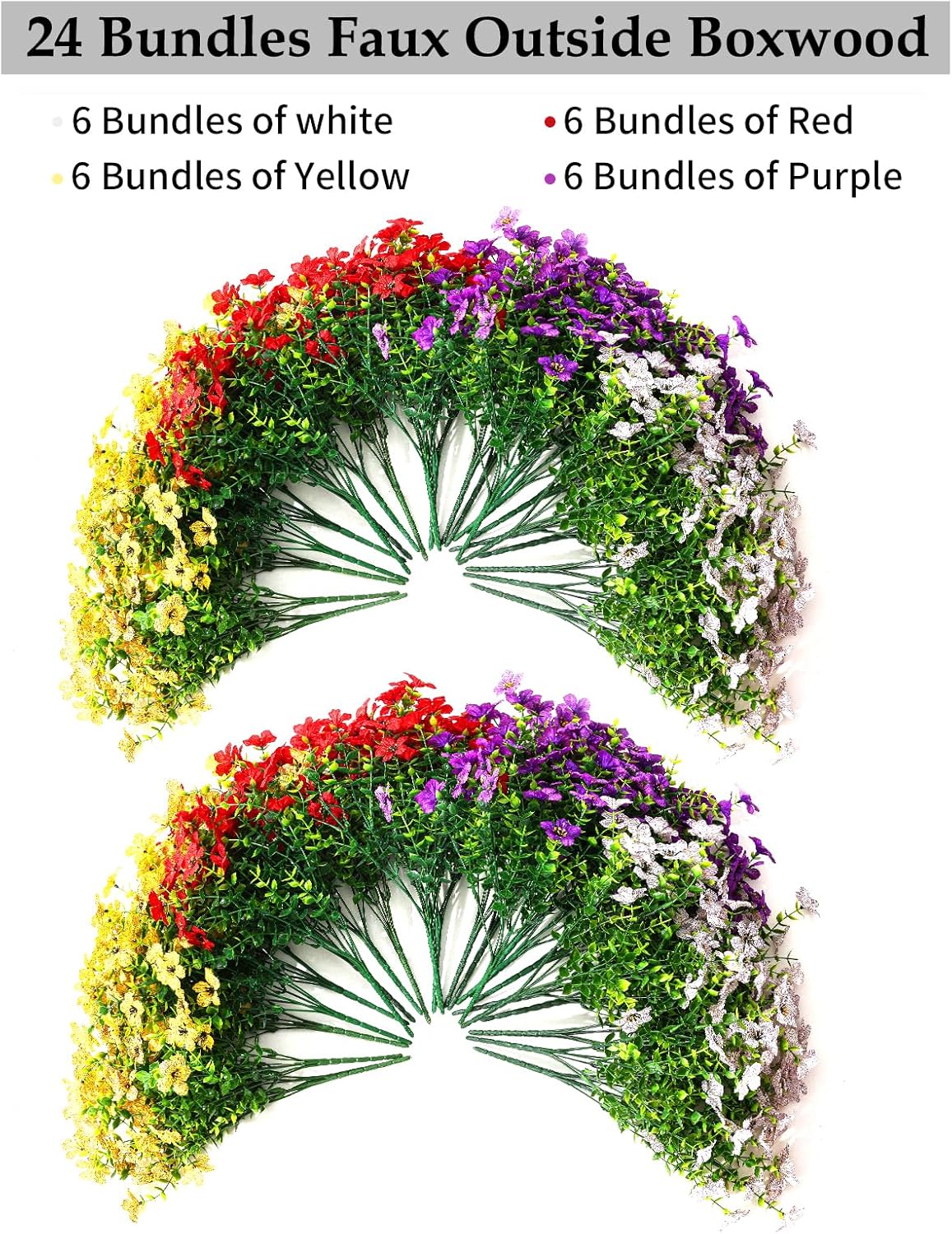 24 Pcs Artificial Flowers for Outdoor Decor
