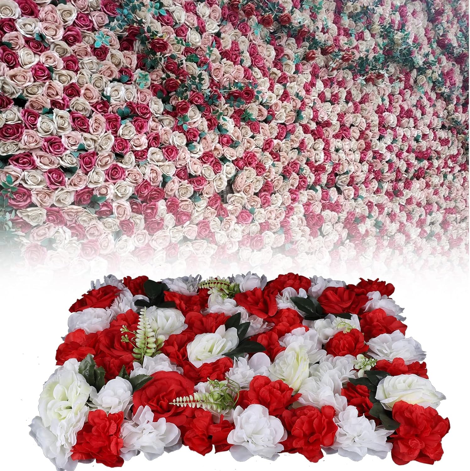 12Pcs White Red Rose Wall Panel 3D Decor