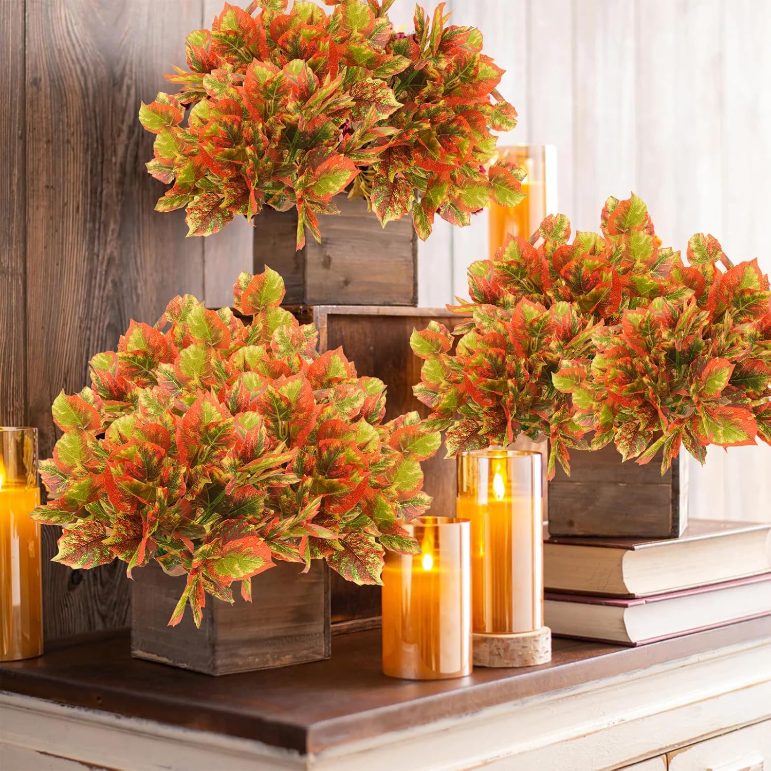 Bincy 12Pack Artificial Maple Leaves for Autumn Decor