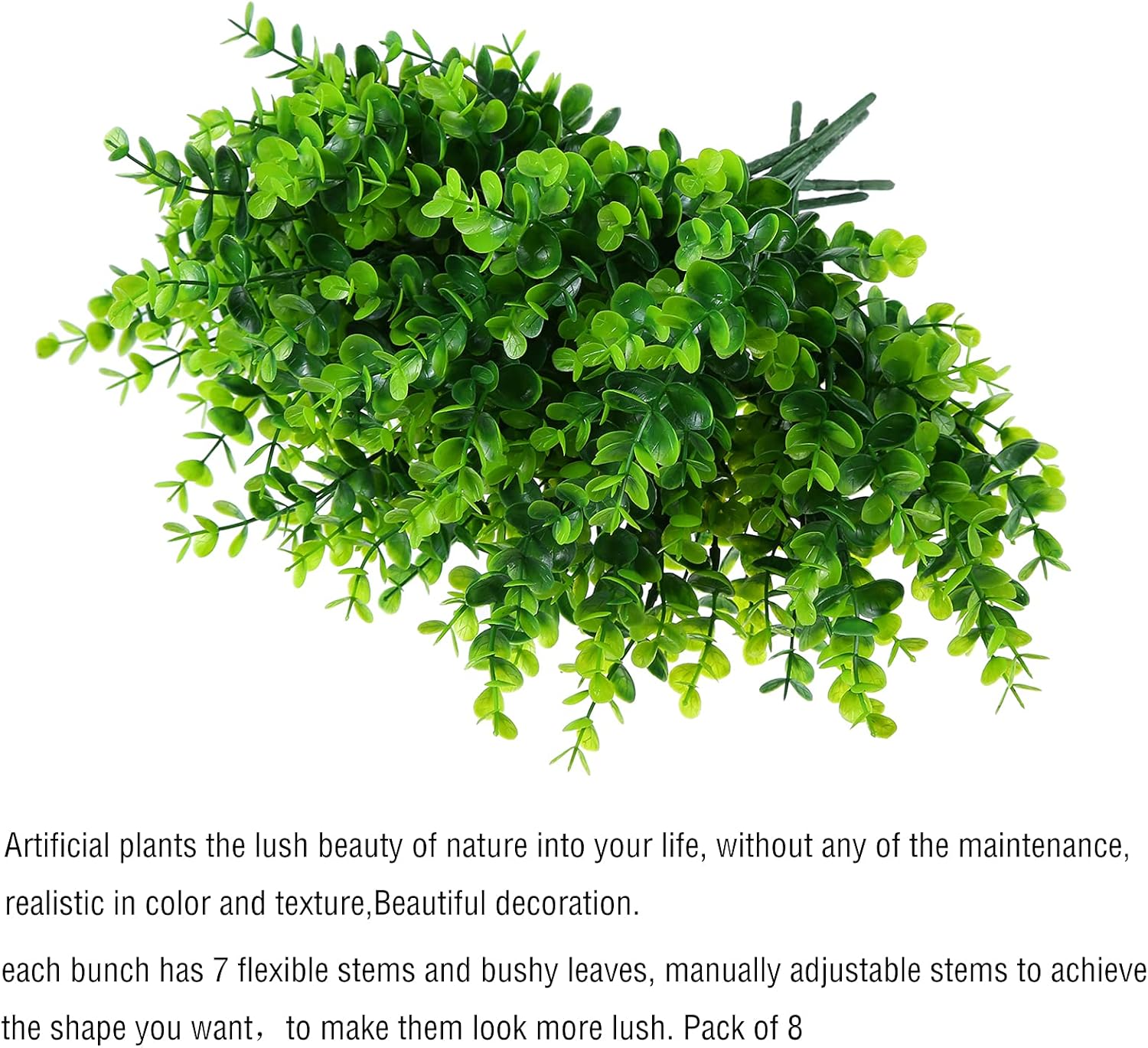 XLFAQXM Artificial Plants 8 Pack UV Resistant