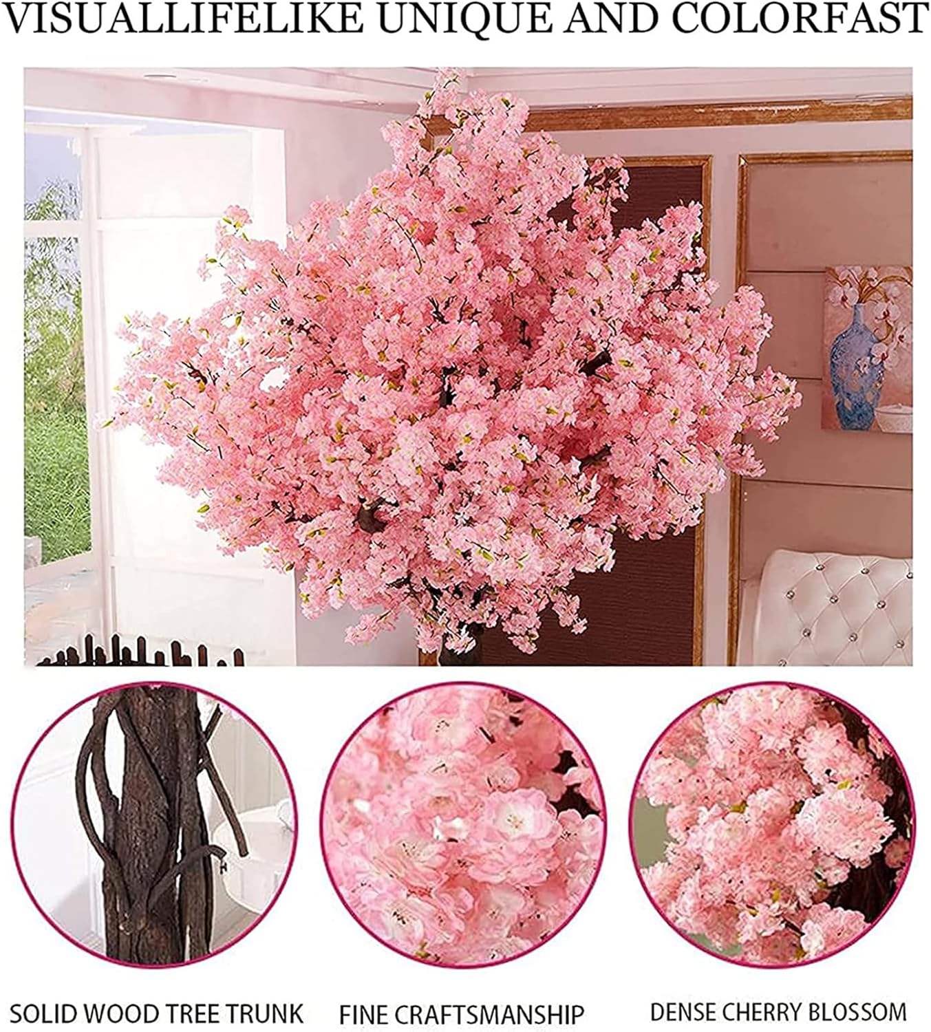 Pink Artificial Cherry Blossom Tree with Rattan Vines 1mx08m