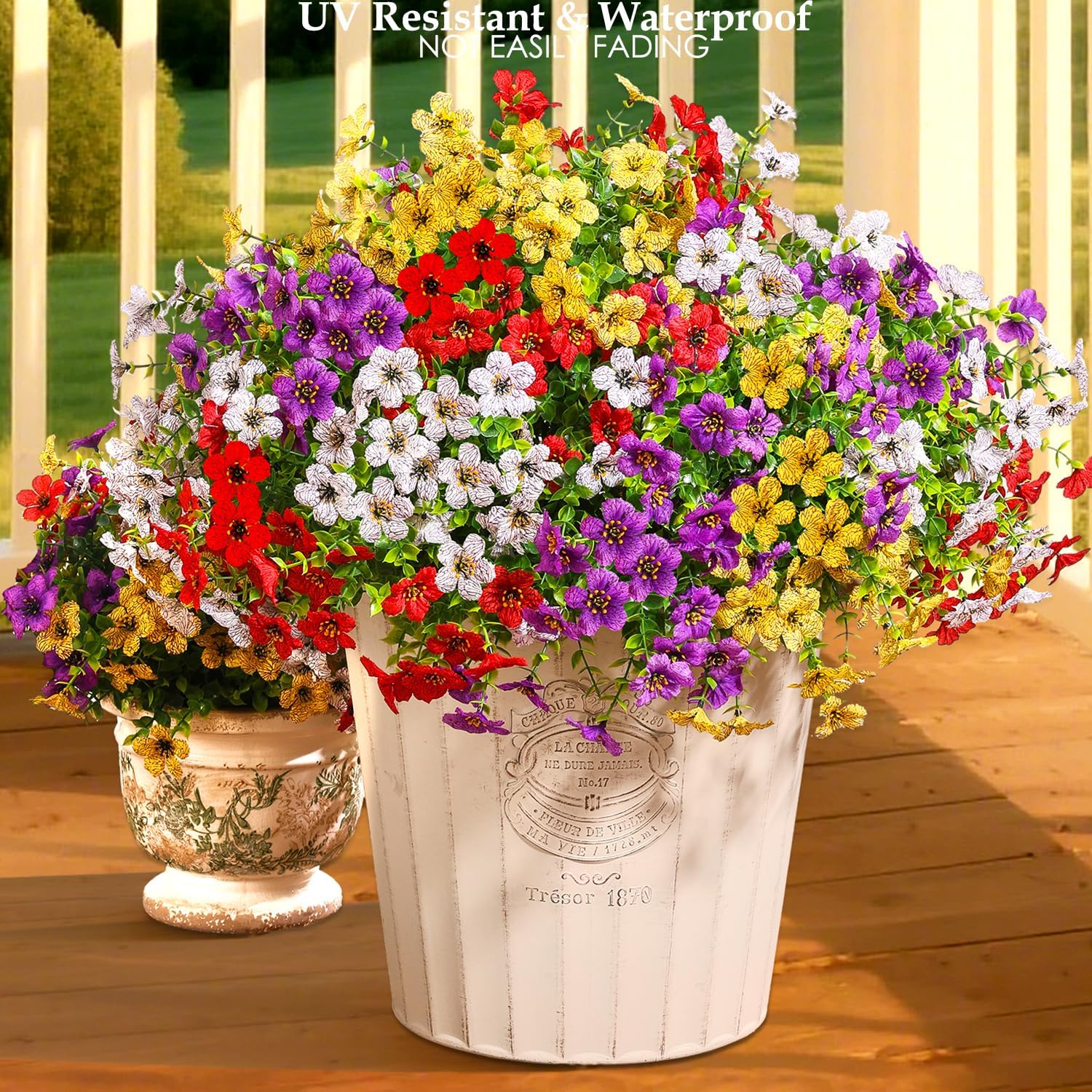 24 Pcs Artificial Flowers for Outdoor Decor