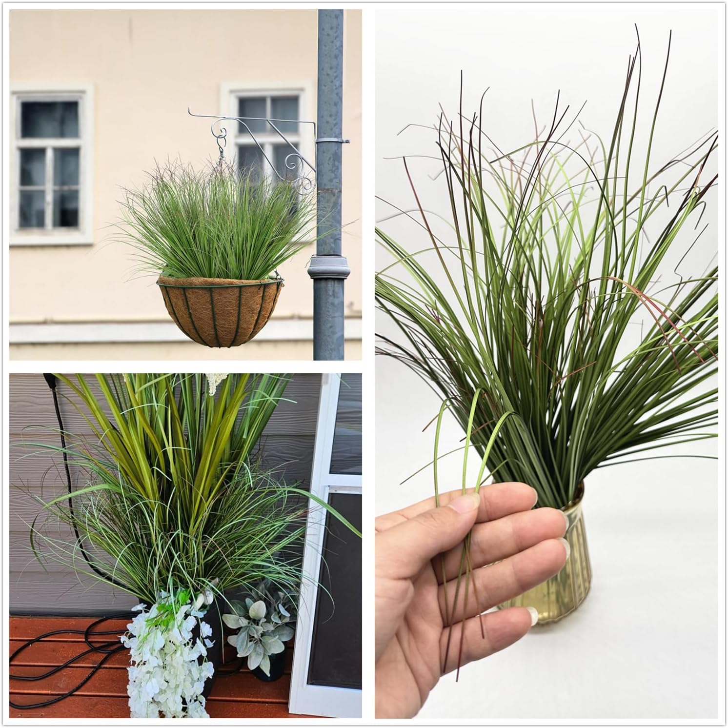 CATTREE Artificial Plants Fake Wheat Grass Tall Shrubs 8 Pcs Bundle