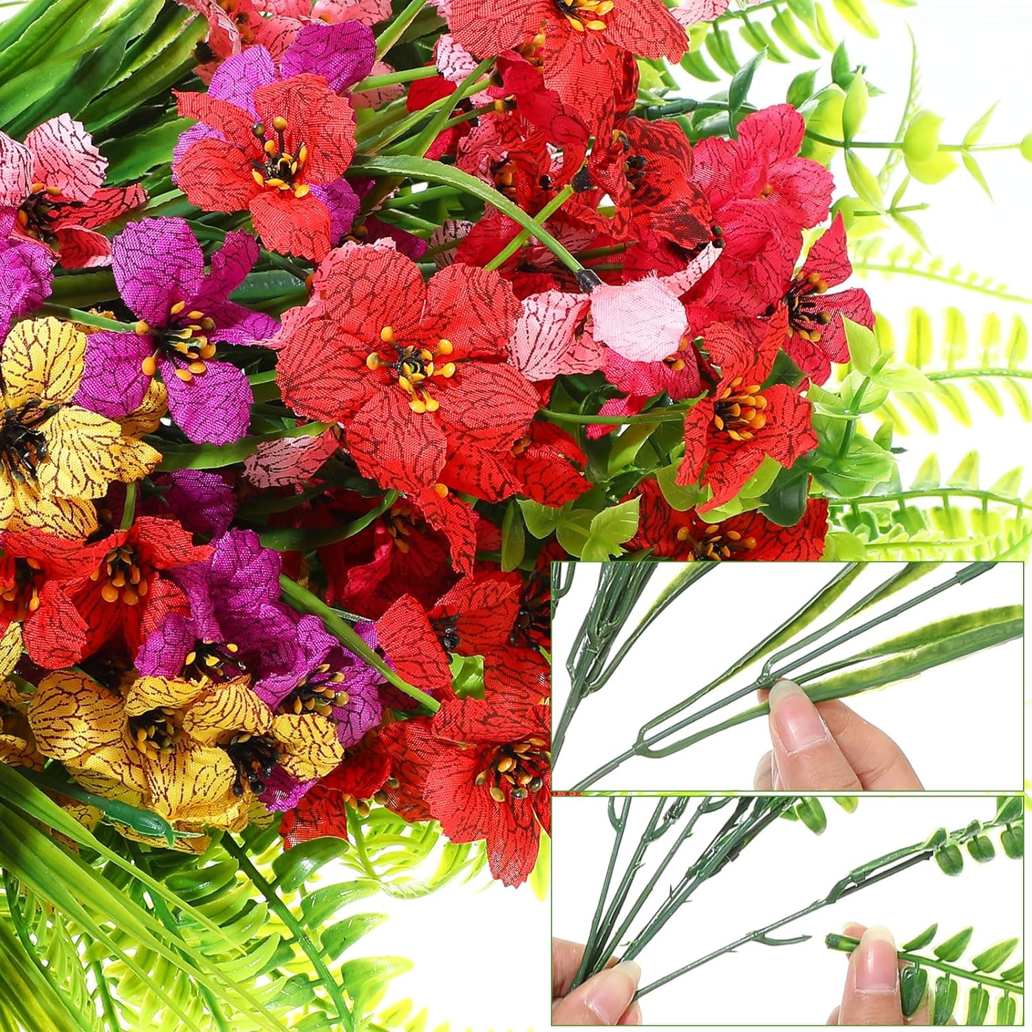 Zeyune 56 Piece Artificial Flowers for Outdoor Decor