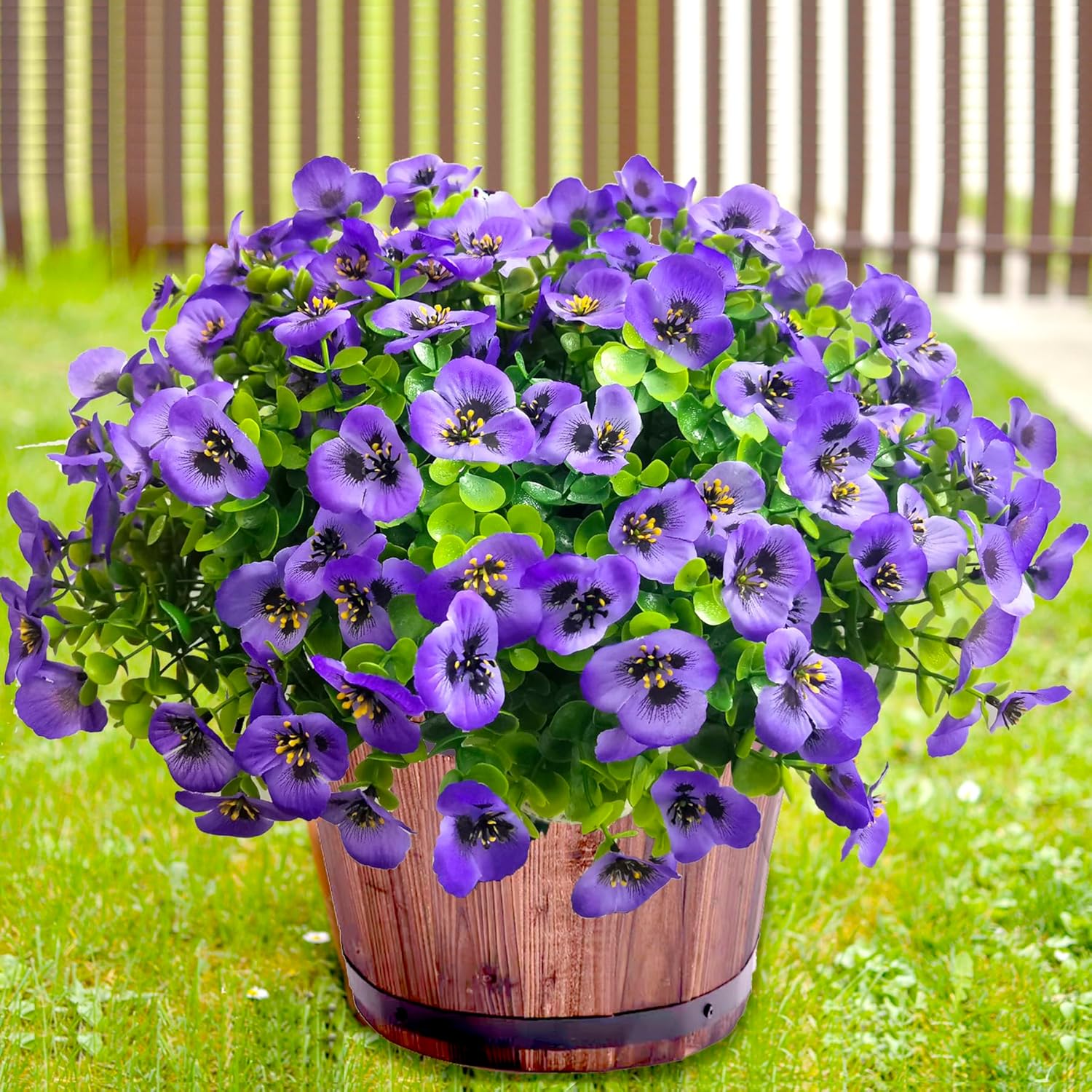 Thinktral Artificial Flowers Outdoor 12pcs UV Resistant Silk Pansies