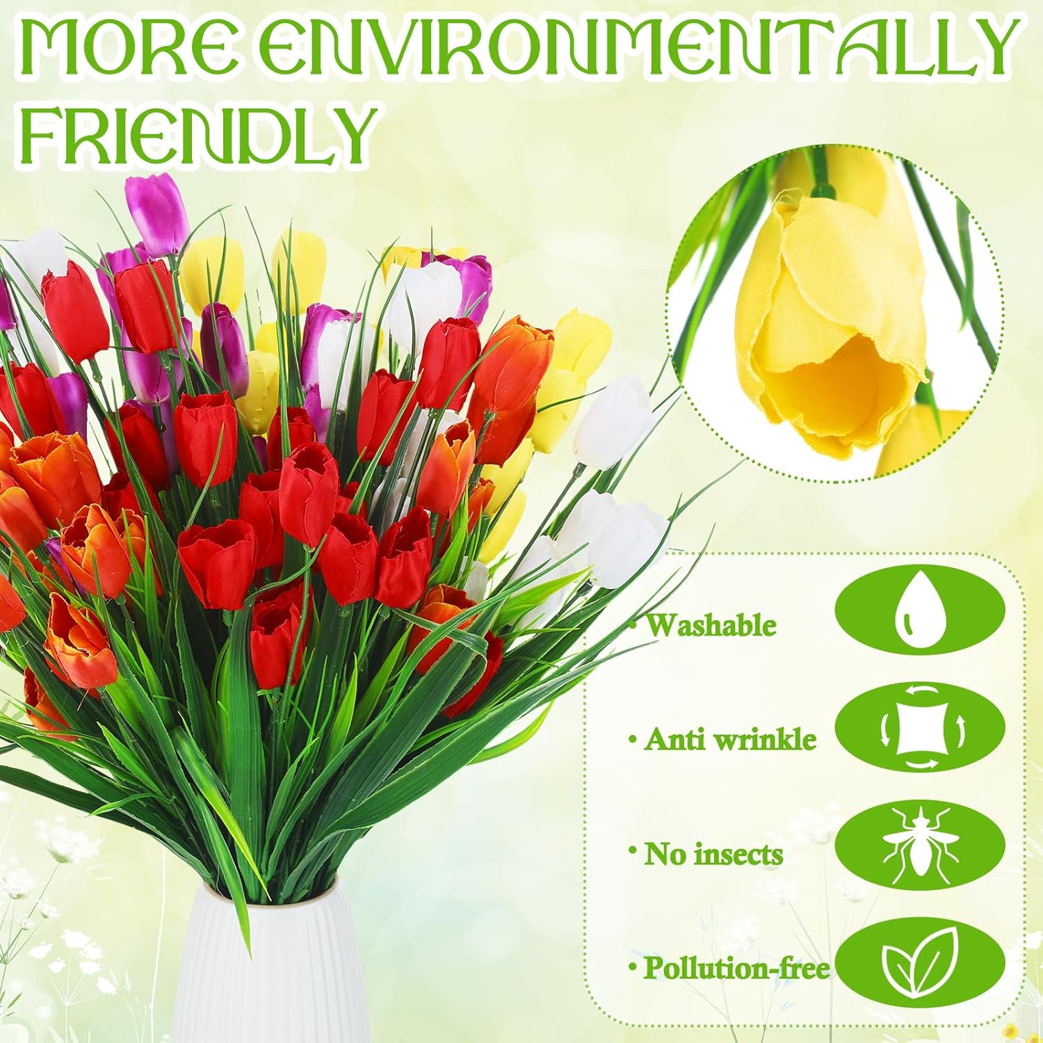 Yungyan 20 Bundles Artificial Flowers Multicolor Fake Tulips