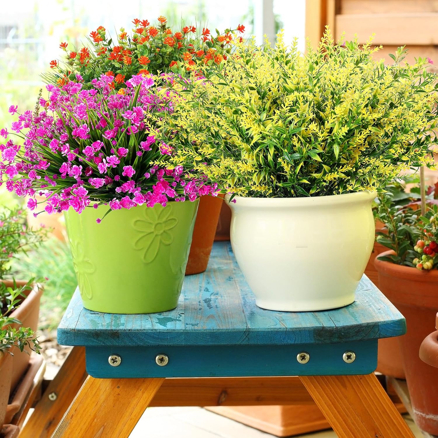 Tigeen 36 Bundle Artificial Flowers for Outdoor Decor