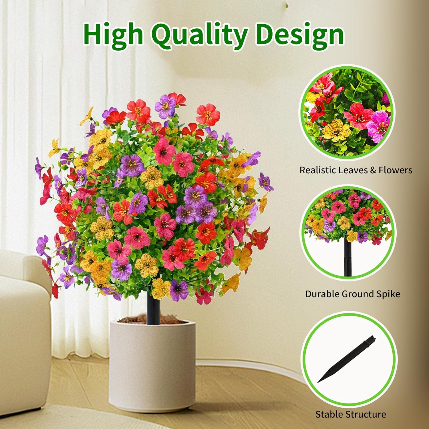 2 Pack Artificial Boxwood Ball Topiary with Ground Spikes