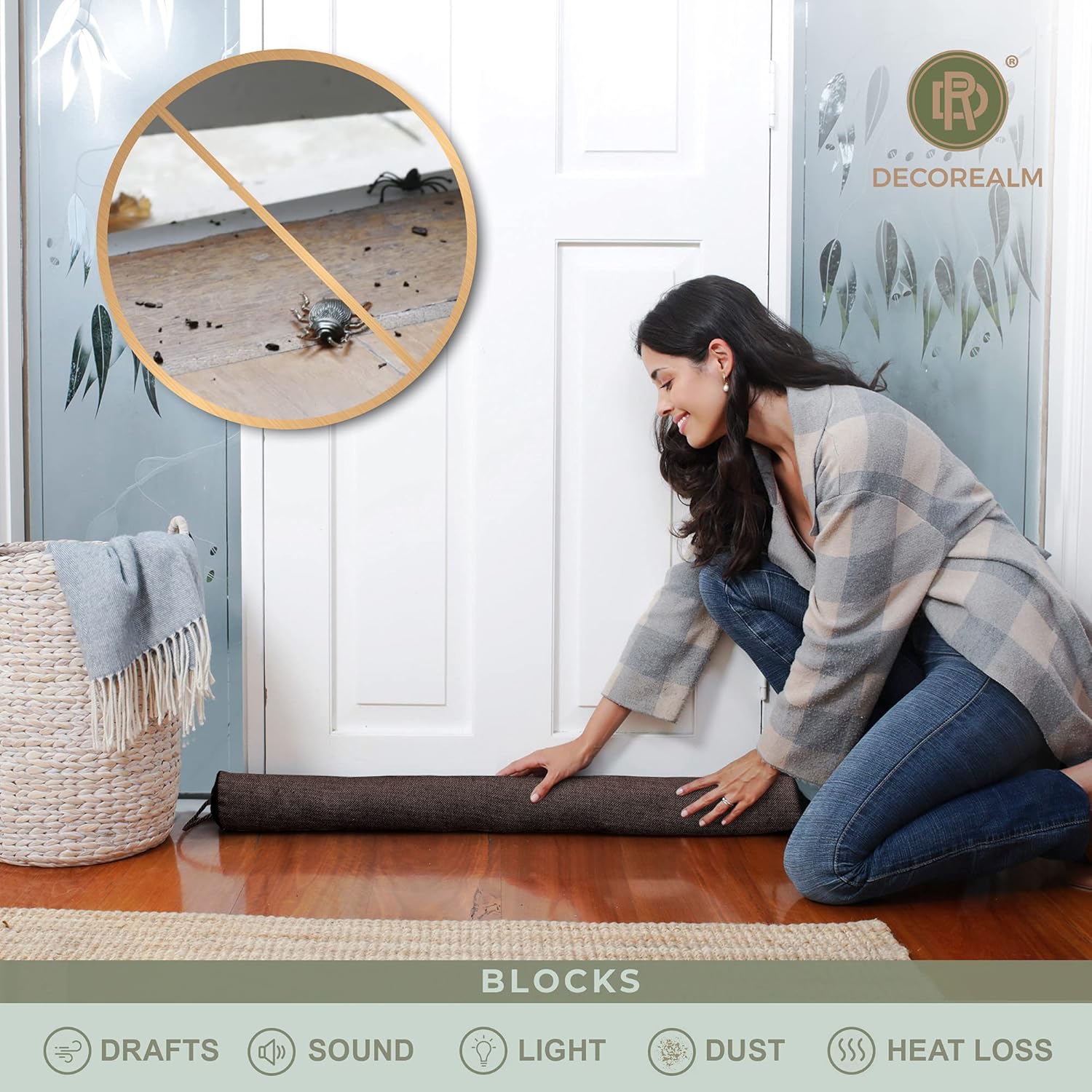 Heavy Duty Under Door Draft Stopper with Sound Proofing 32 Inches Brown
