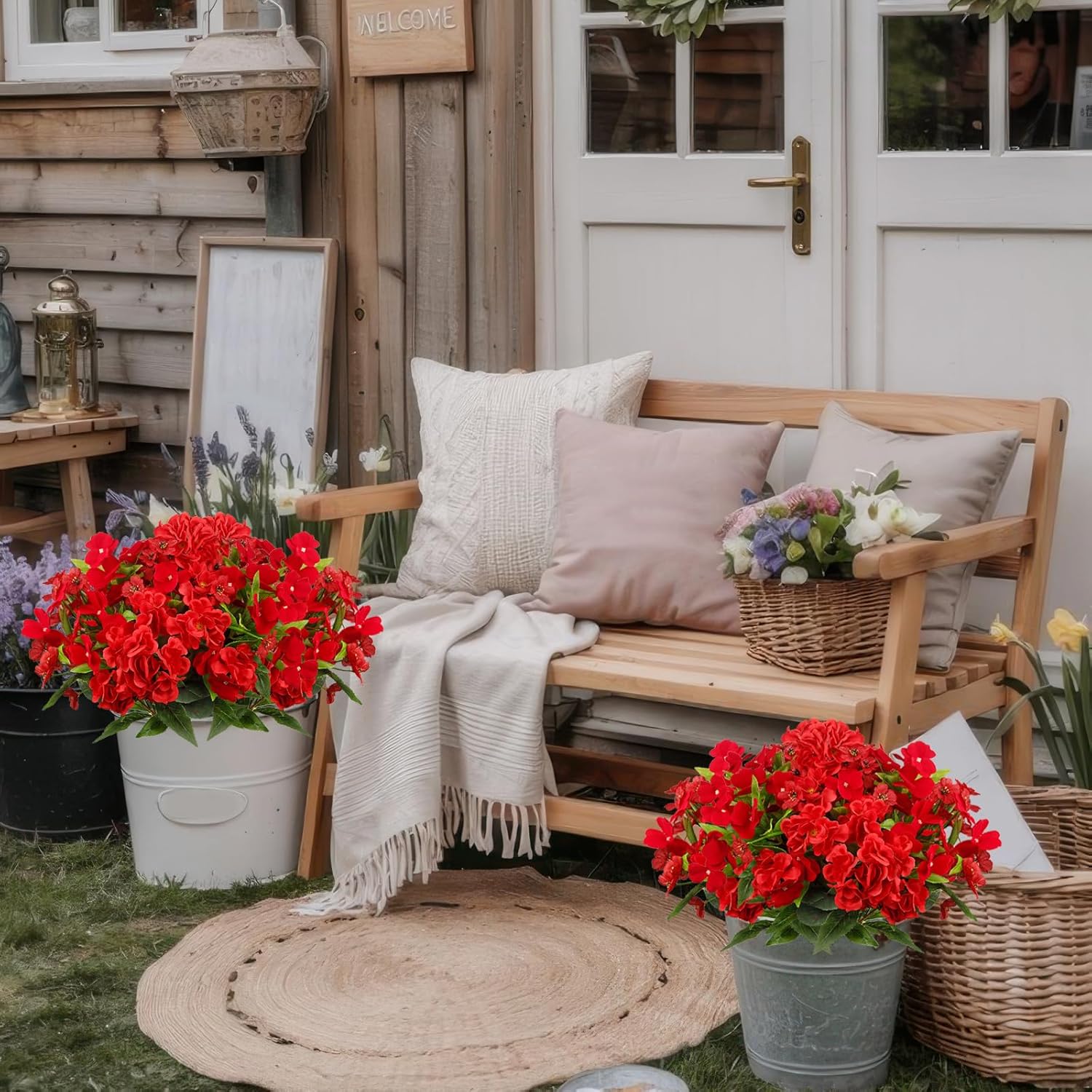 8 Pcs Artificial Flowers for Outdoor Decor