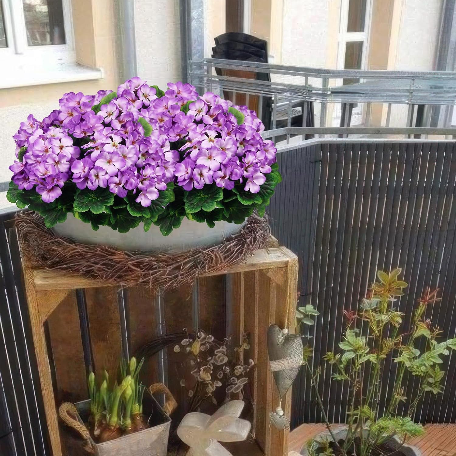 2 Pcs Artificial Geraniums for Outdoor Decor