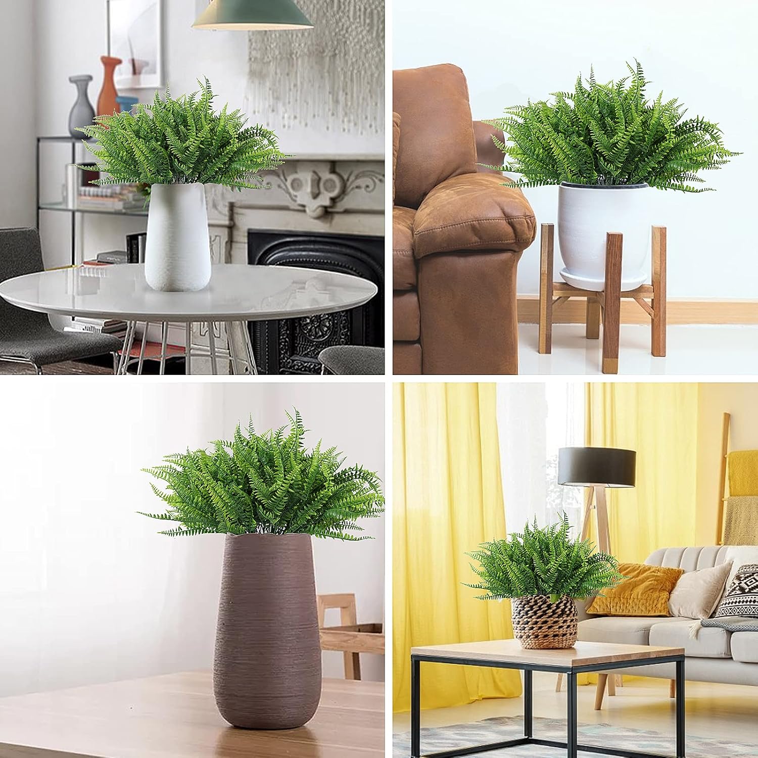 RECUTMS Artificial Boston Fern 6 Bundles UV Resistant Fake Plants