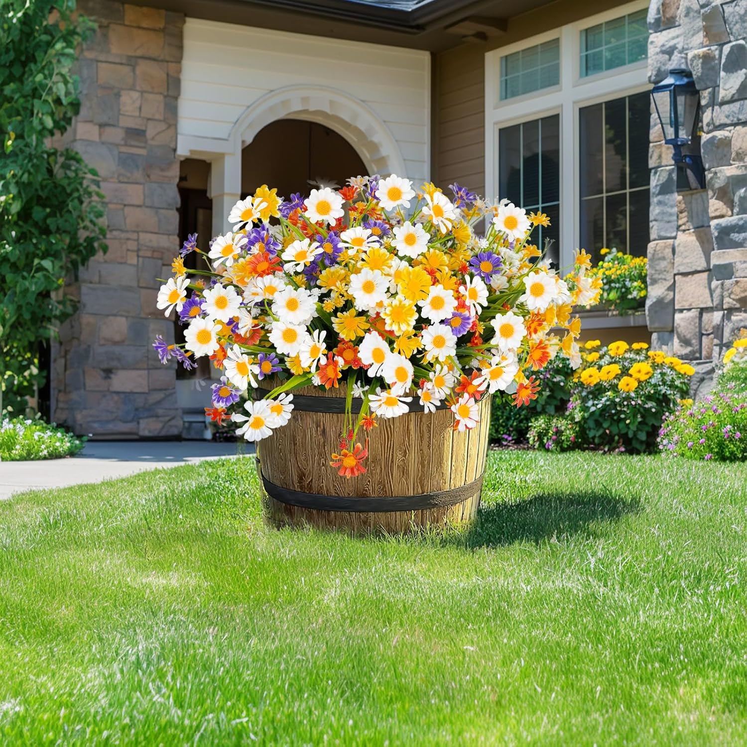 8 Bundle Artificial Daisy Flowers for Outdoor Decoration