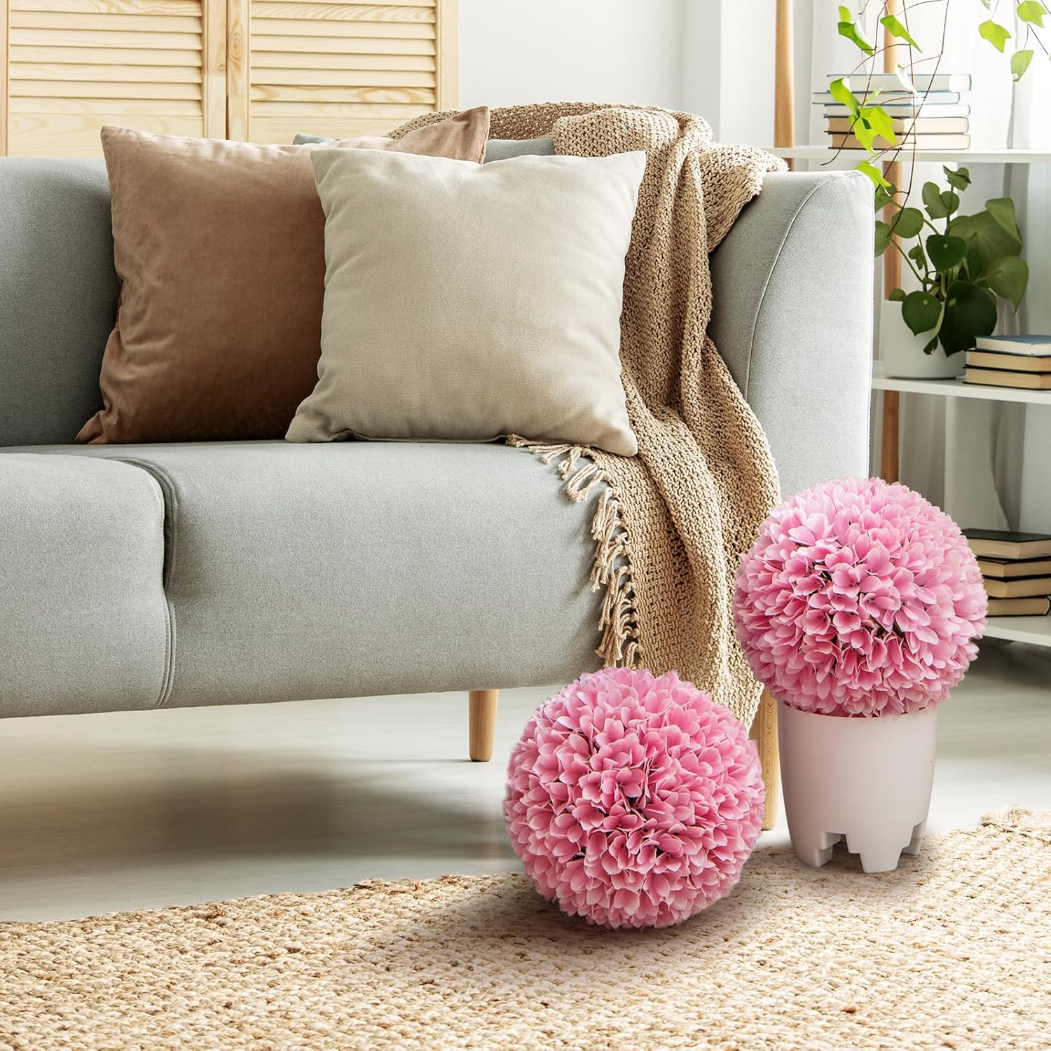Goplus 11 Inch Artificial Topiary Balls Set of 2 Pink