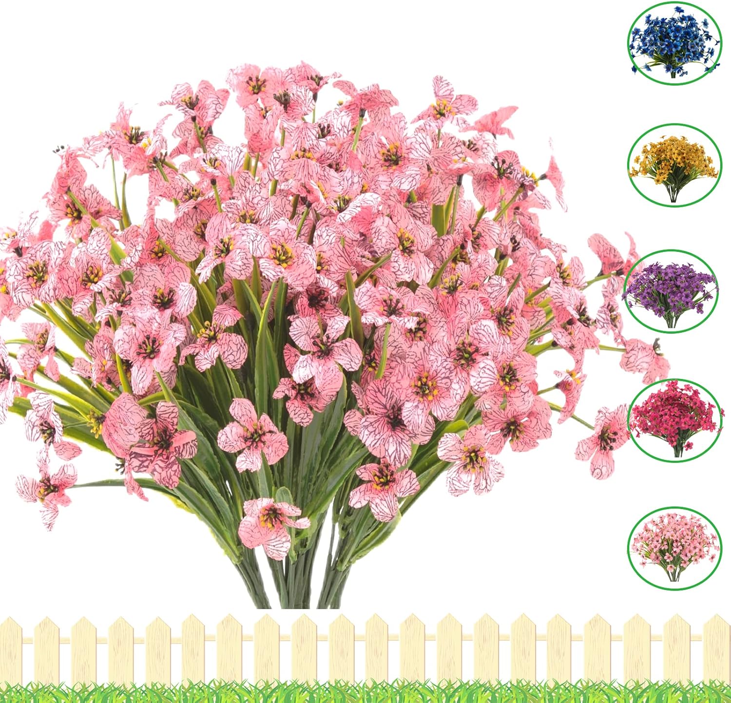 UV Resistant Artificial Flowers 12 Bunches Pink