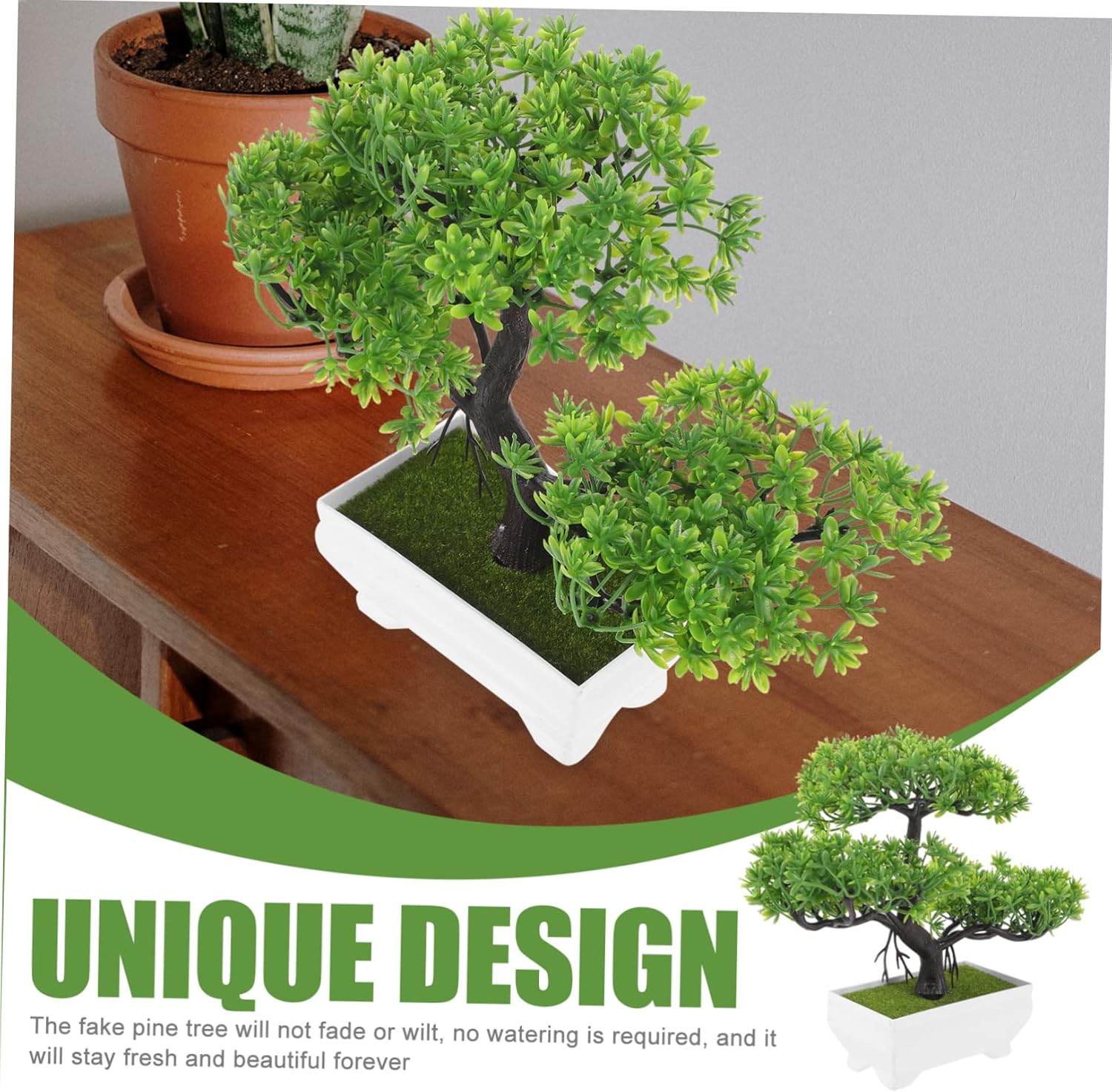 GARVALON Artificial Pine Bonsai Tree Decor
