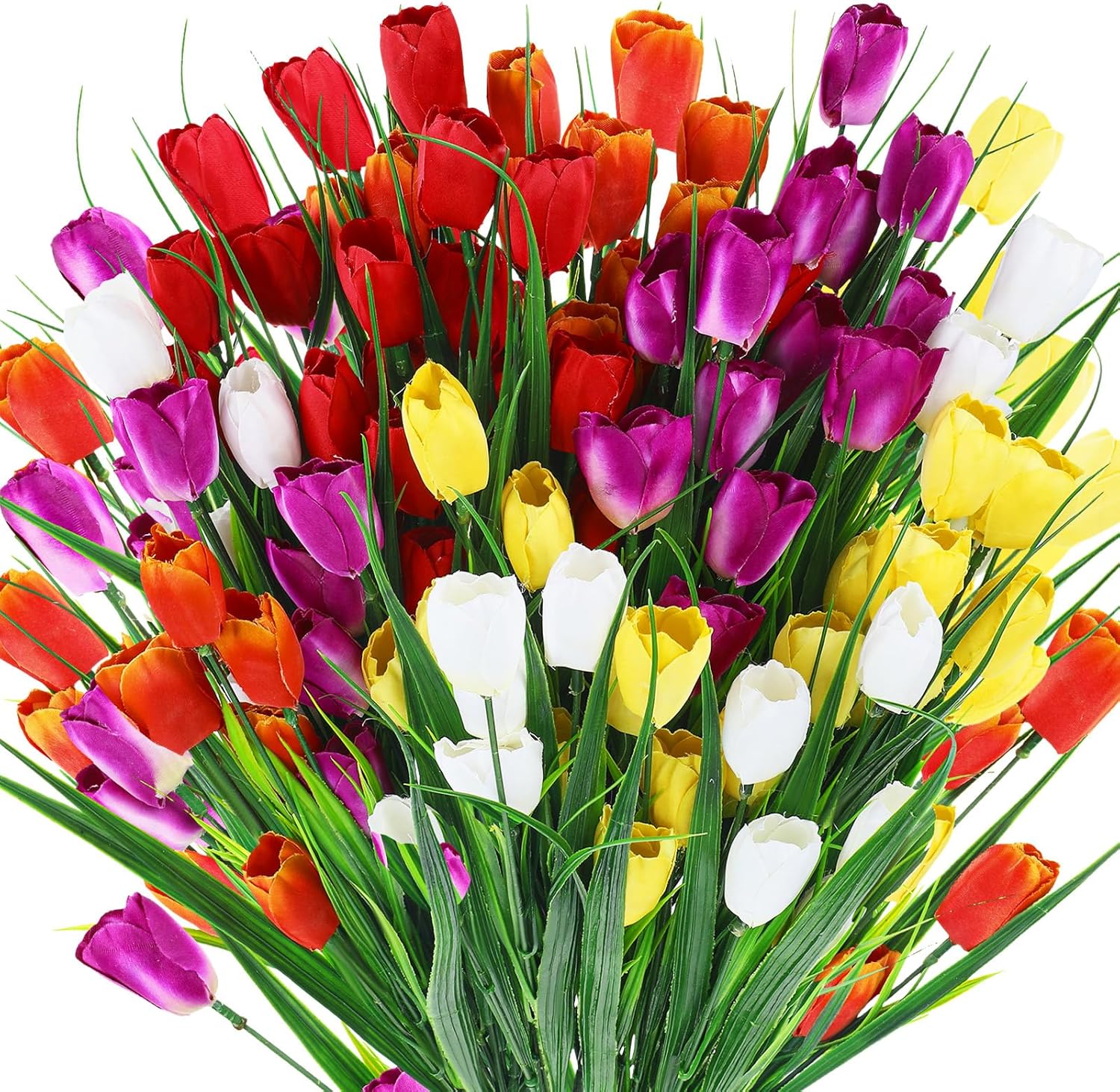 Yungyan 20 Bundles Artificial Flowers Multicolor Fake Tulips