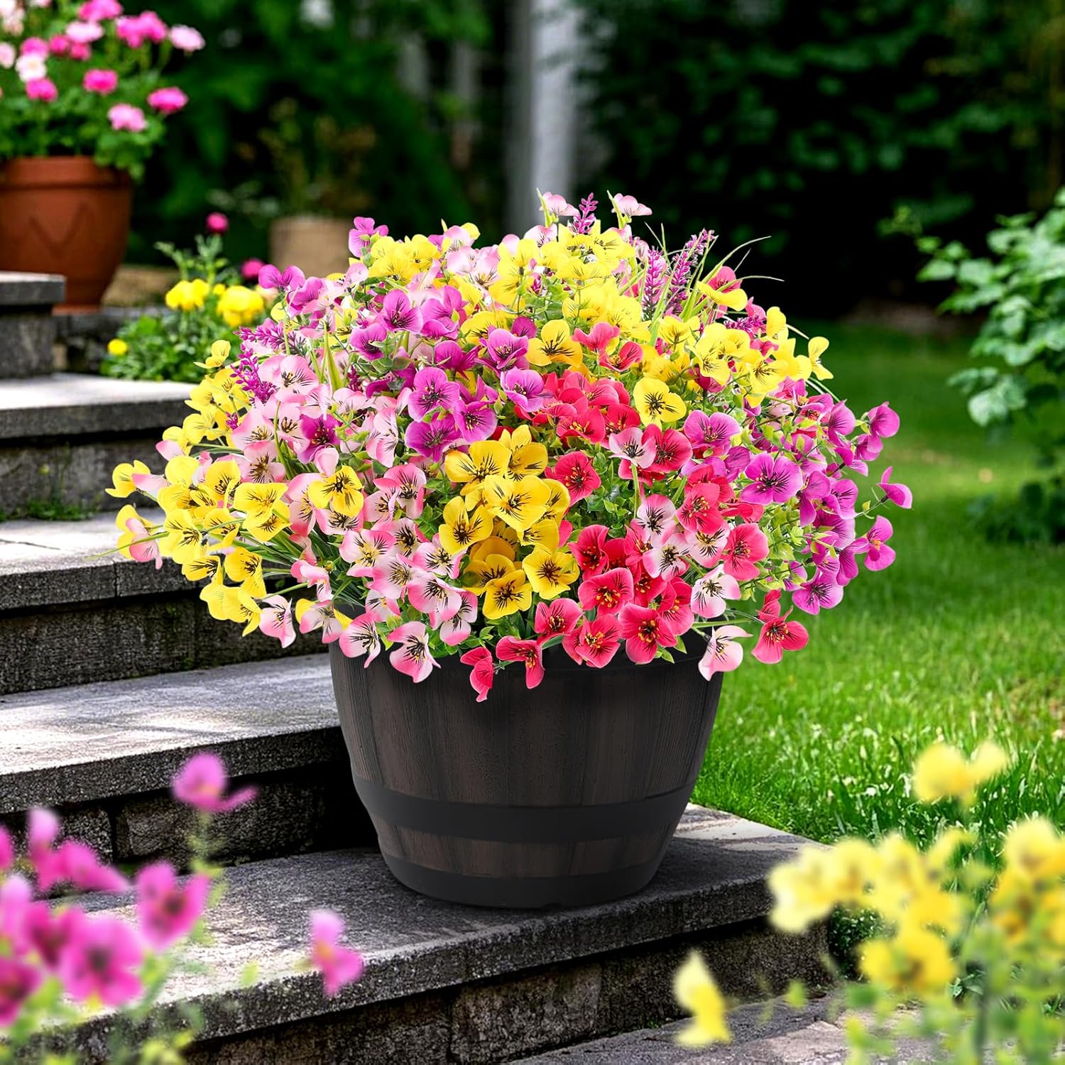 XYLENCO 15PCS Artificial Flowers for Outdoor and Indoor Use