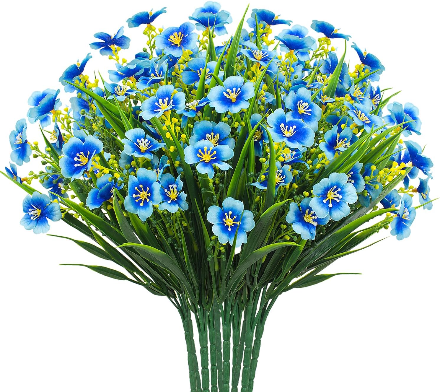 10 Pcs Artificial Flowers UV Resistant Blue