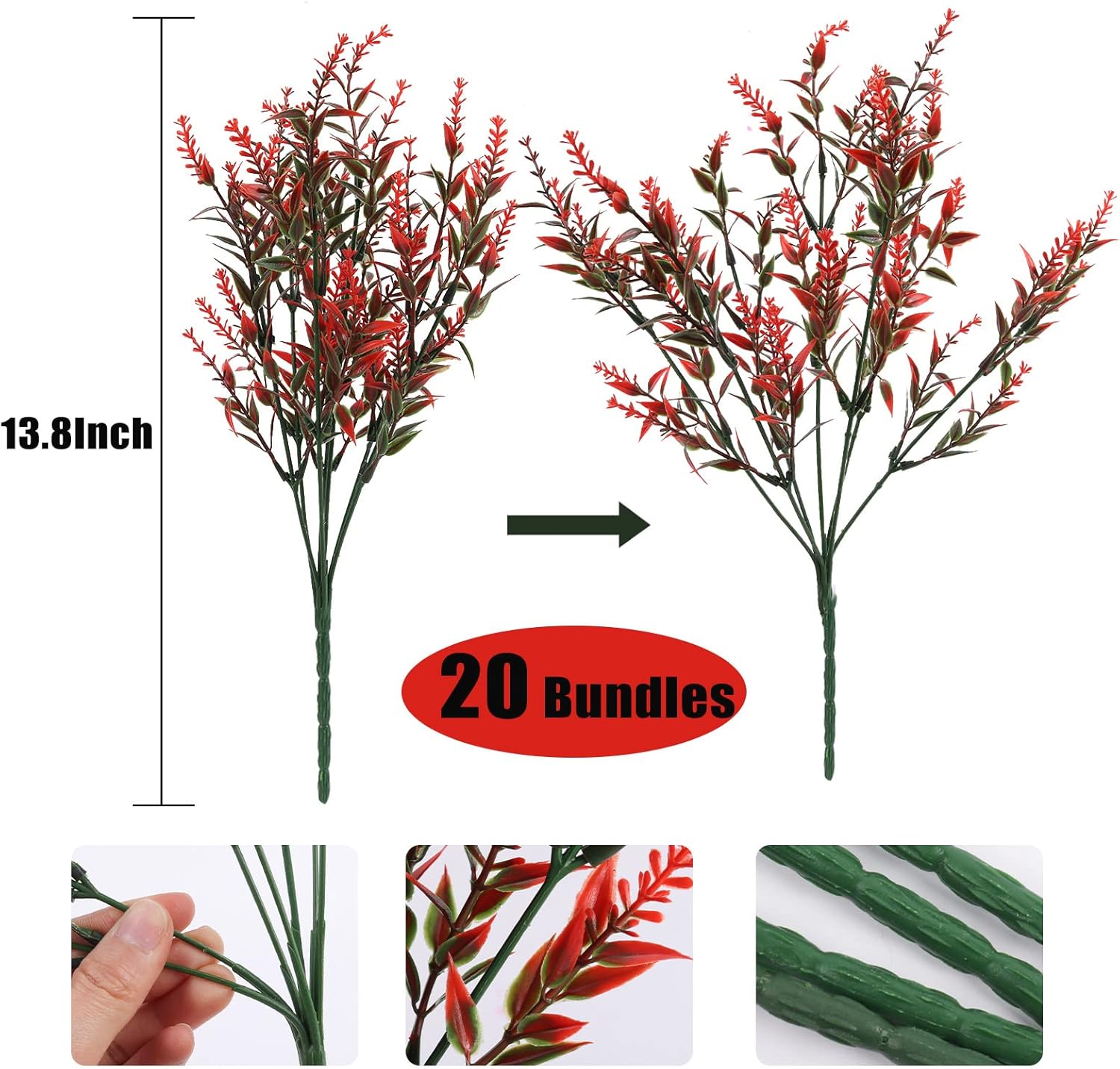 RECUTMS 20 Bundle Artificial Fall Flowers Orange