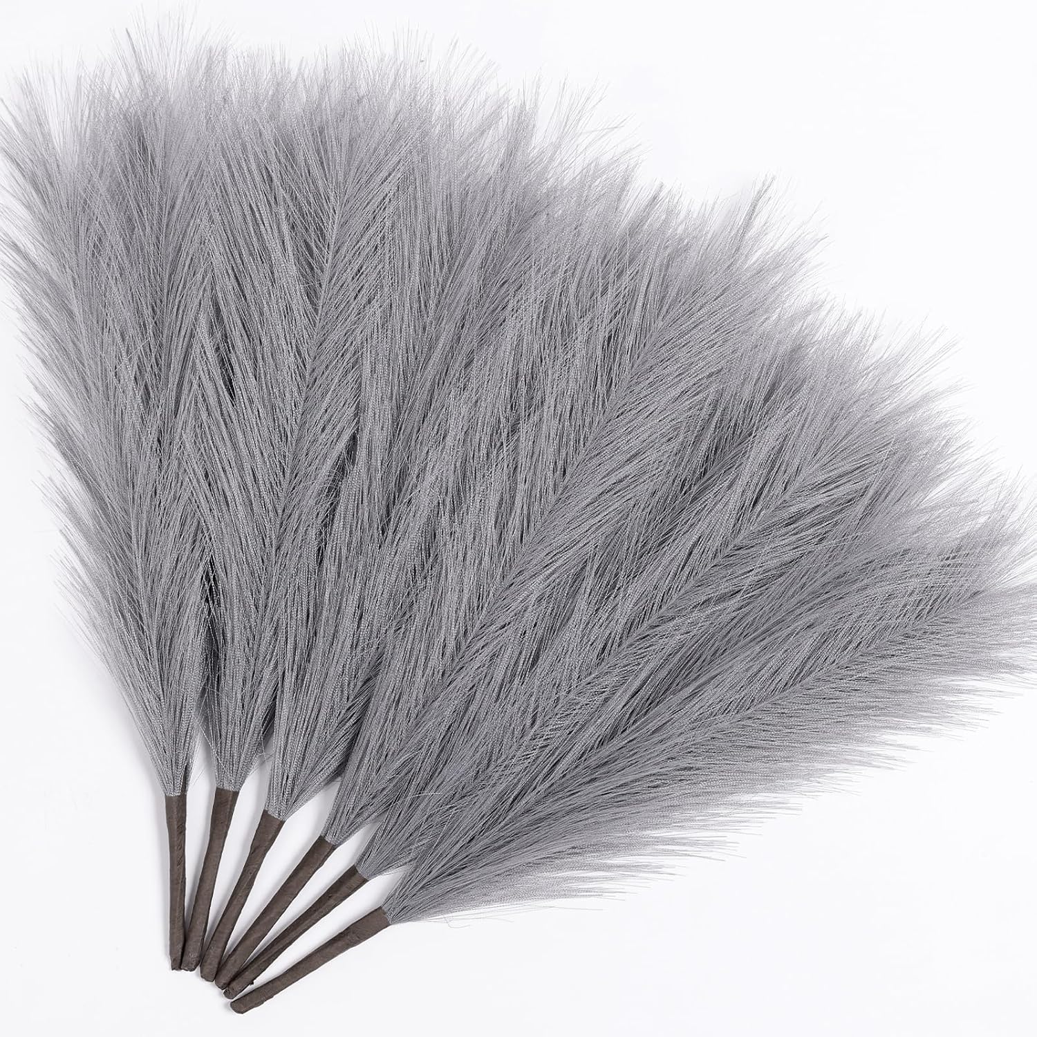 Faux Pampas Grass Decor 177 Inch 6pcs Light Grey