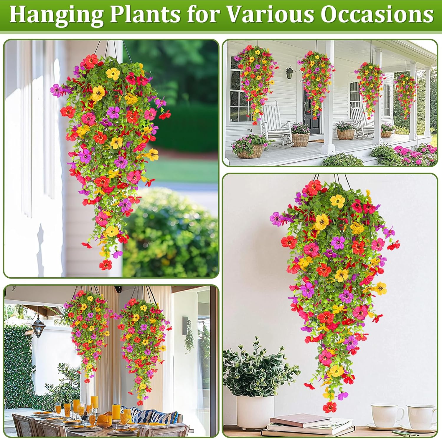 TURNMEON 4 Pcs Artificial Hanging Flowers Set