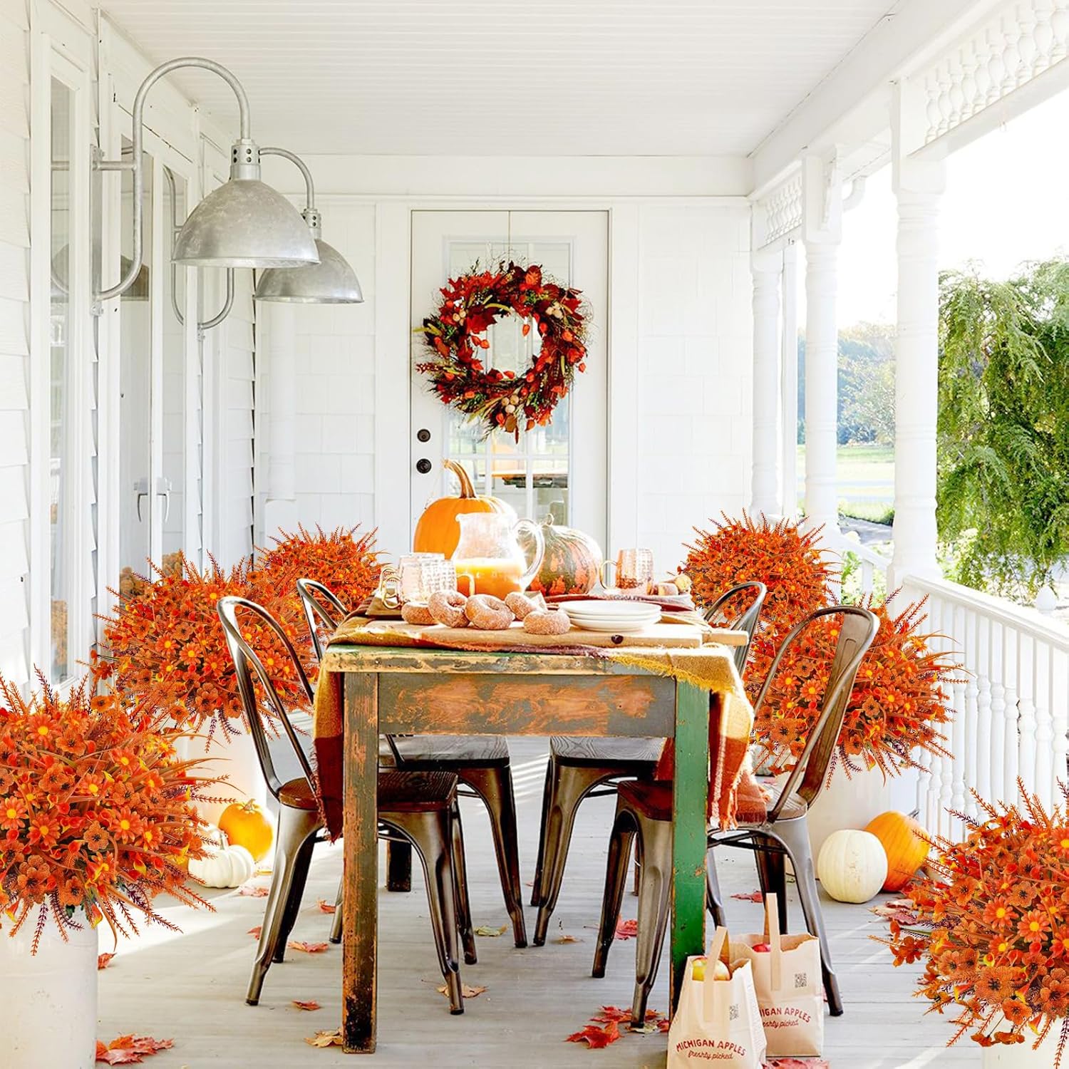 Uieke 36PCS Artificial Mums Fall Decor for Outdoor