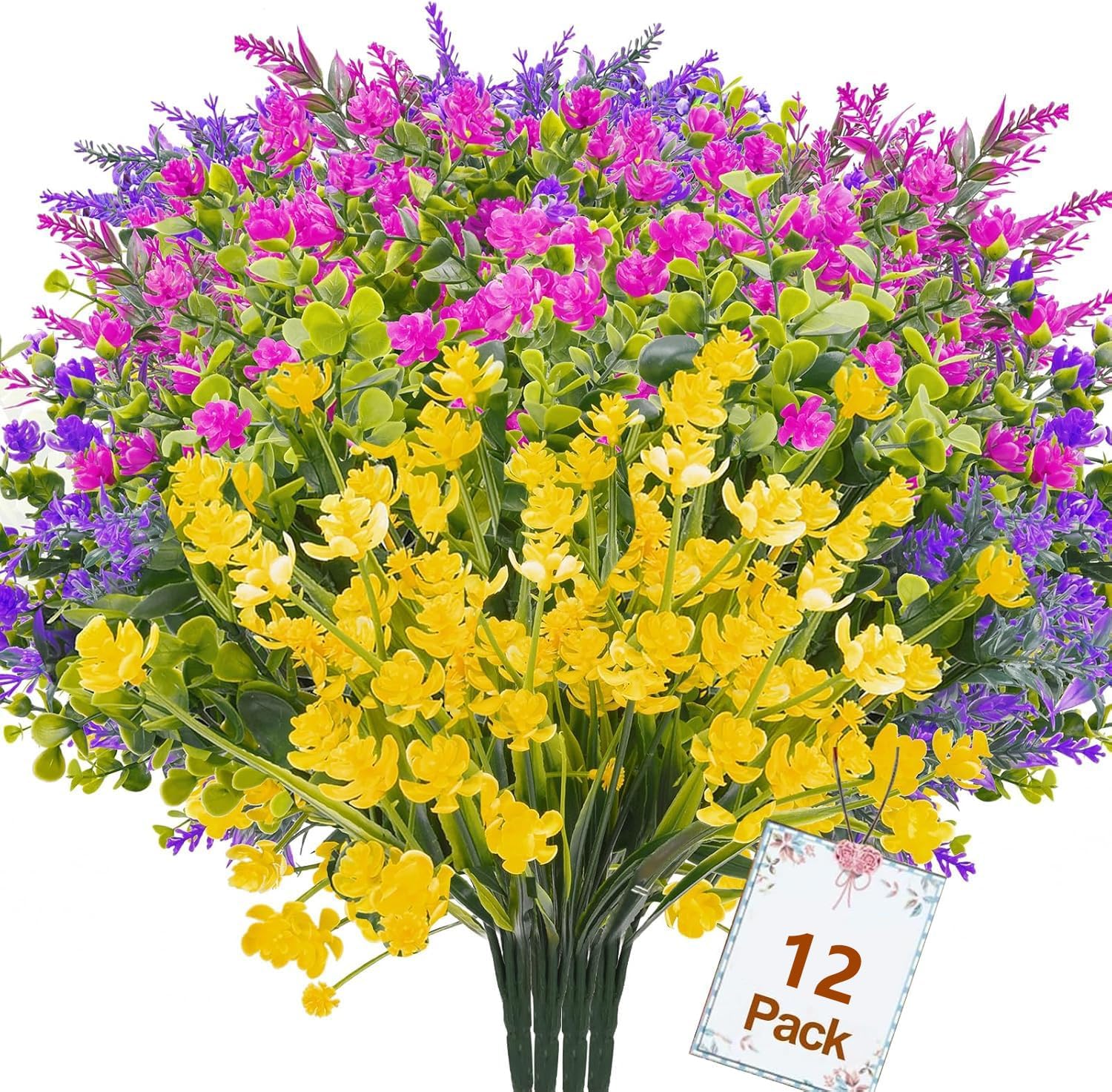 12 Bundle Artificial Flowers for Outdoor Decoration