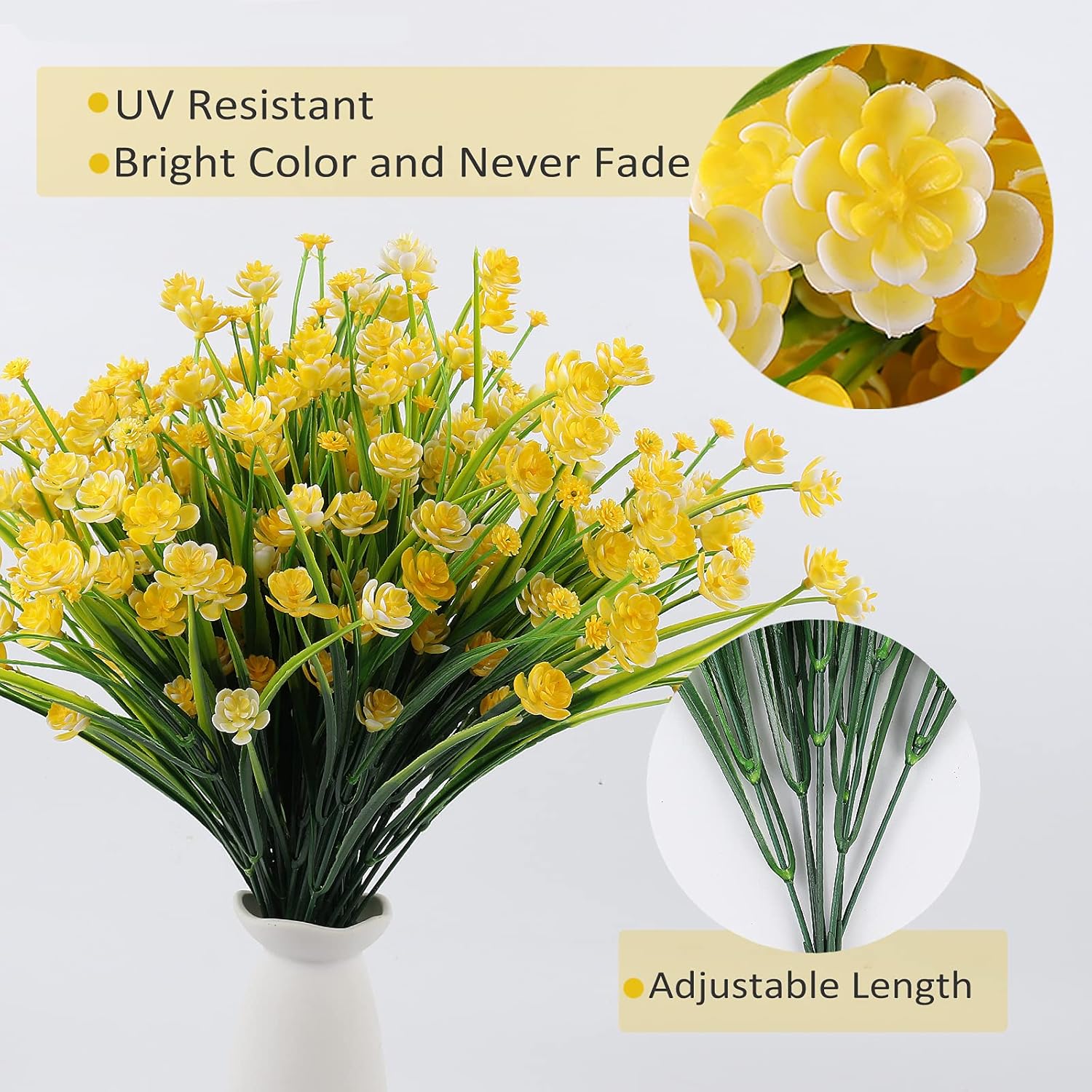 RECUTMS 12 Bundles Artificial Flowers and Grass for Outdoor Use