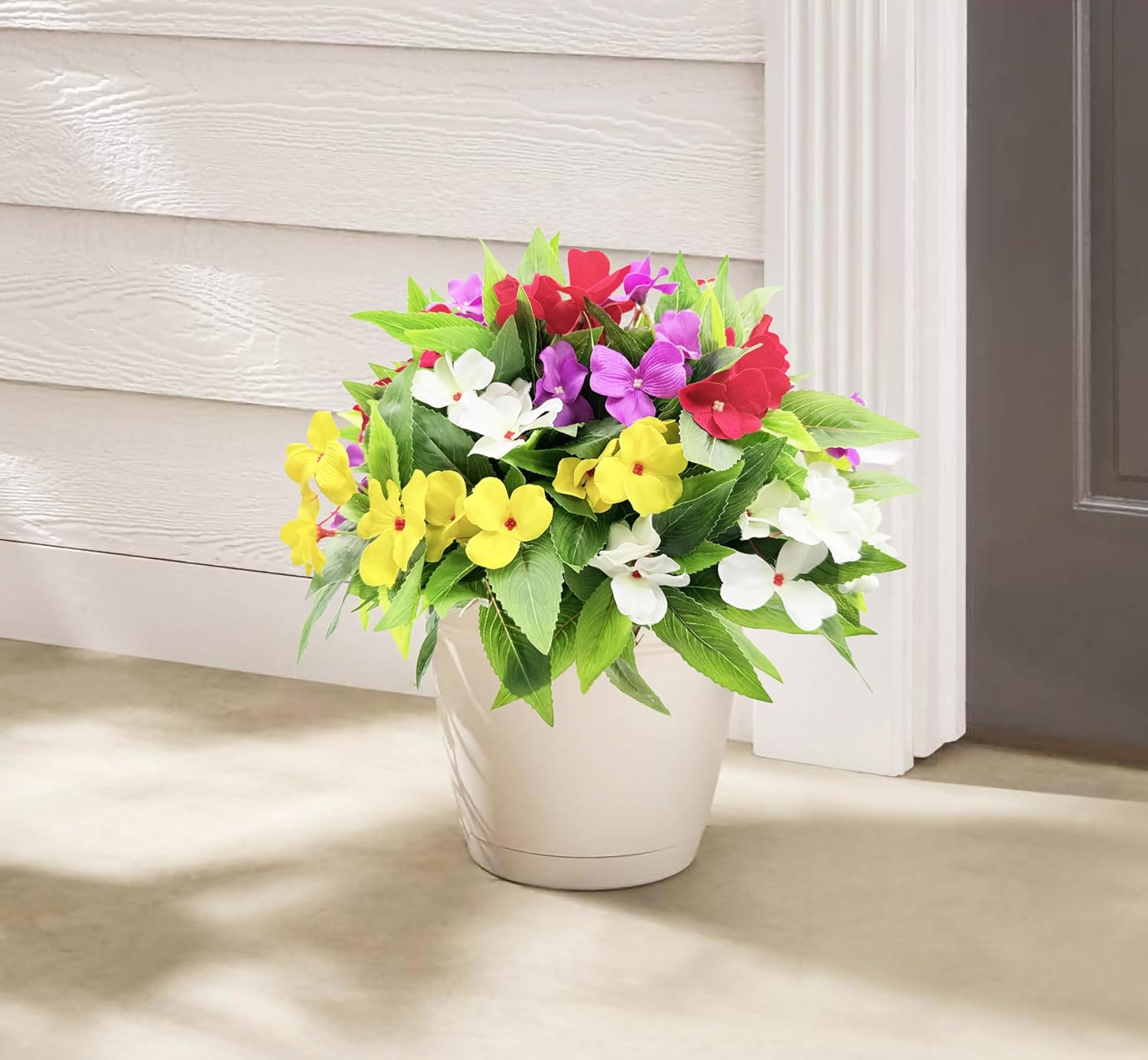 FERIAL 4PCS Artificial Impatiens Bouquet Multicolor