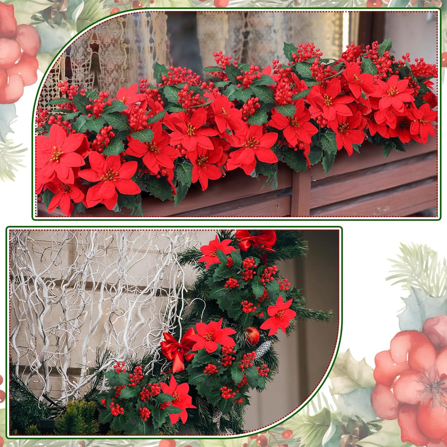 Ceenna 12 Pcs Christmas Artificial Flower Set