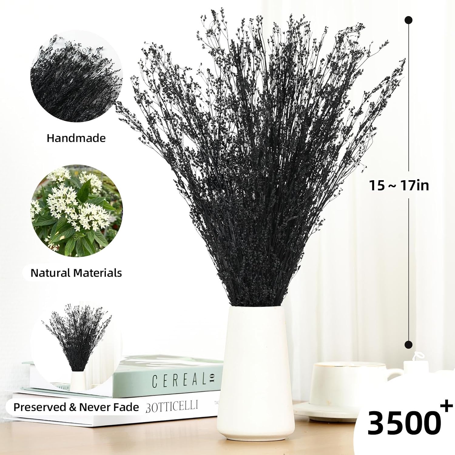 Tavkite Dried Babys Breath Bouquet 17 Inch Black