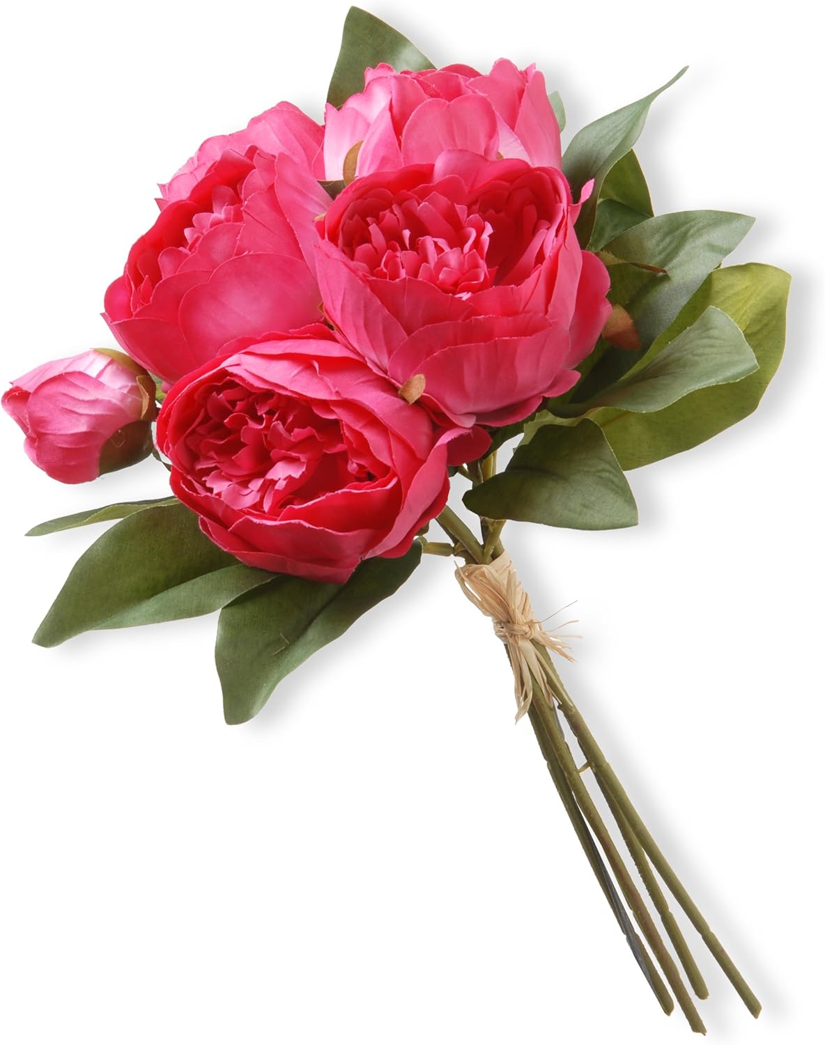 National Tree Company Artificial Floral Bouquet with Pink Peony and Green Leaves
